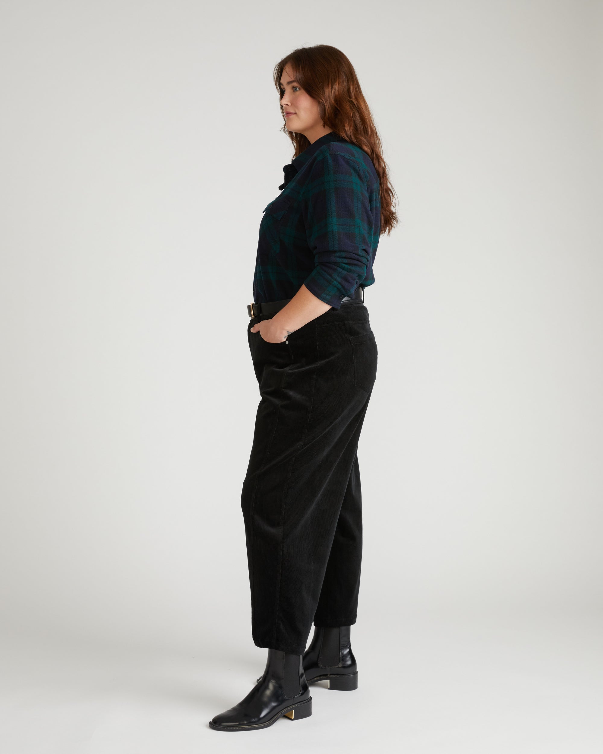 Dakota Twisted Leg Corduroy Pants - Black