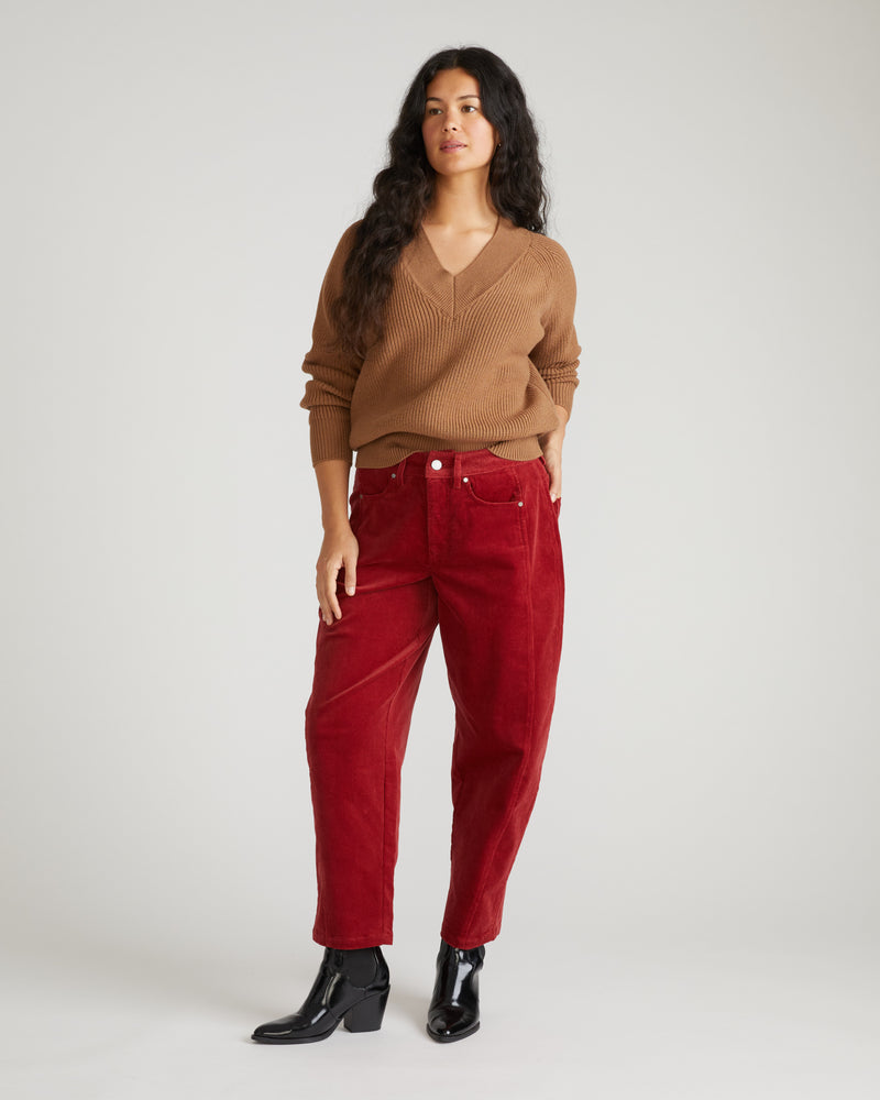 Dakota Twisted Leg Corduroy Pants - Autumnal Red