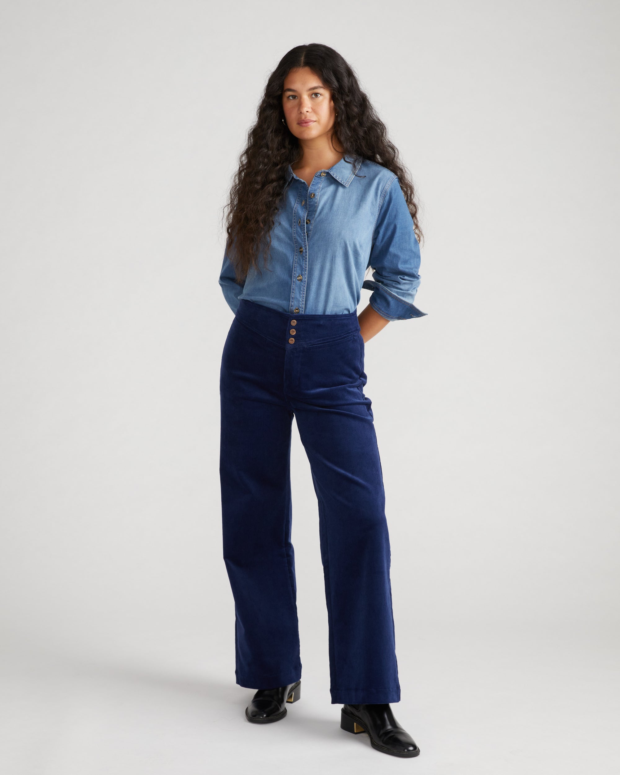 Charlie High Rise Sailor Cords - Inky Blue
