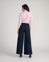 Olivia Side-Zip Pintuck Wide Leg Jeans - Dark Indigo