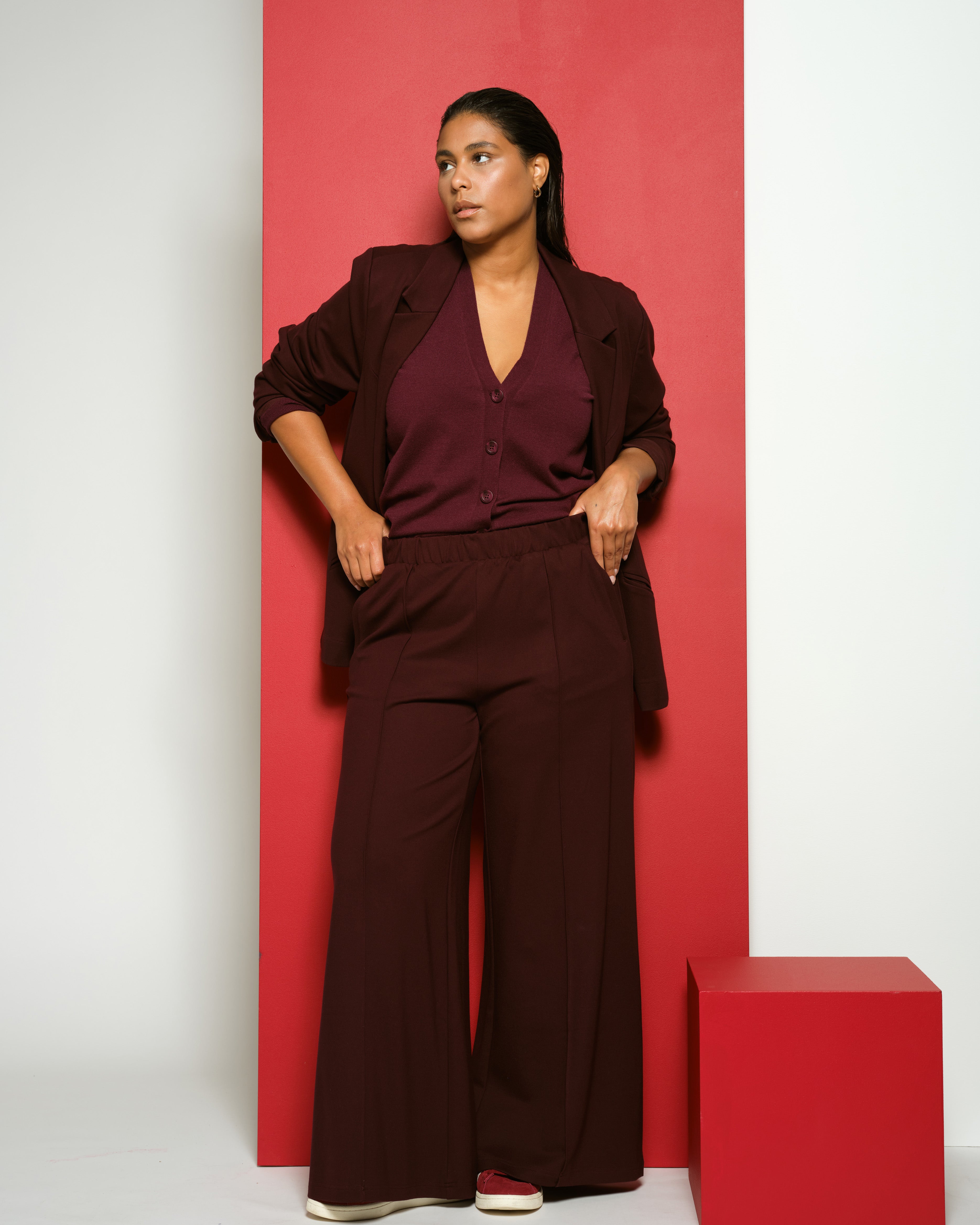Pam Pintuck Wide Leg Ponte Pants - Black Cherry – Universal Standard Pam Pintuck Wide Leg Ponte Pants - Black Cherry – Universal Standard