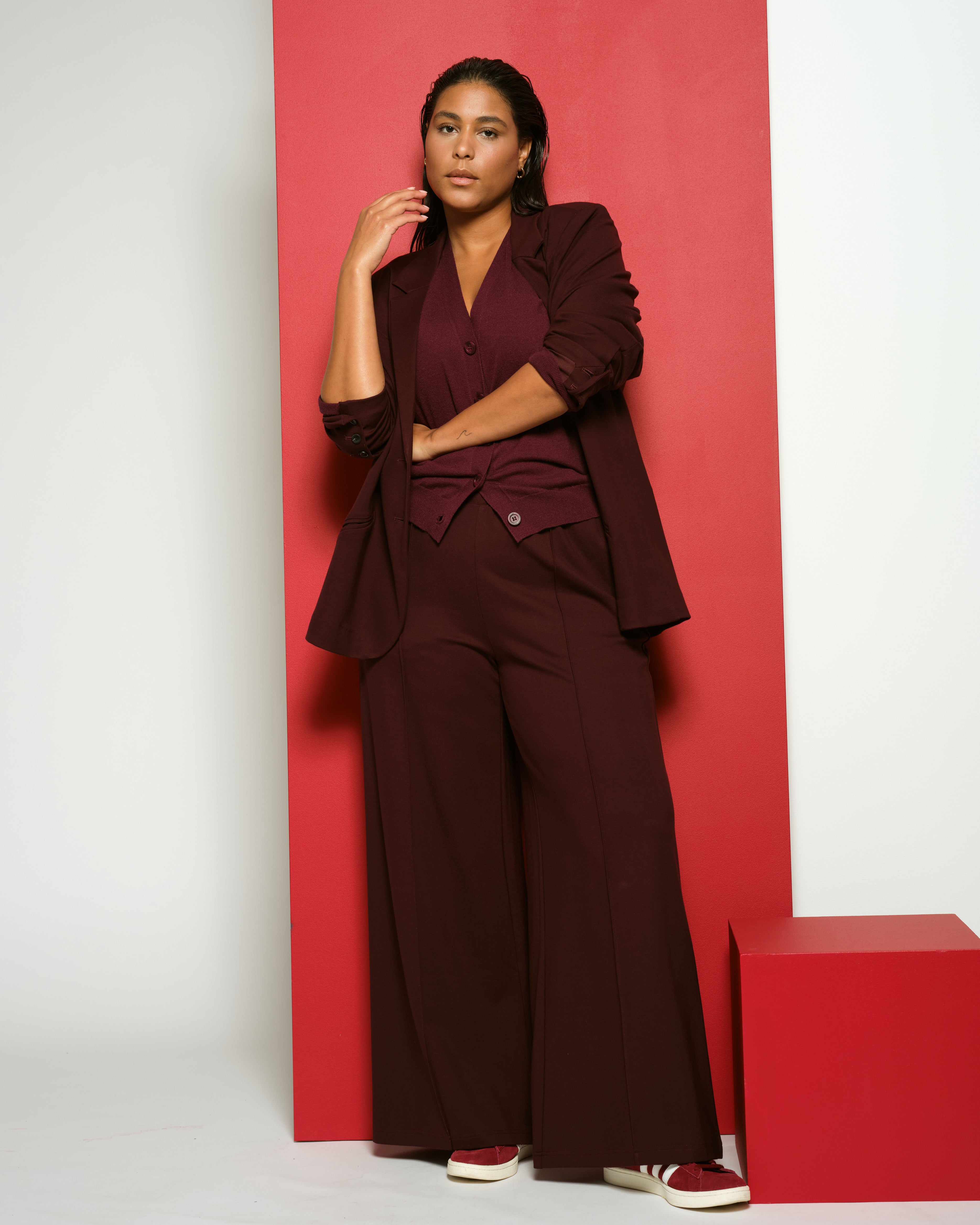 Pam Pintuck Wide Leg Ponte Pants - Black Cherry – Universal Standard Pam Pintuck Wide Leg Ponte Pants - Black Cherry – Universal Standard