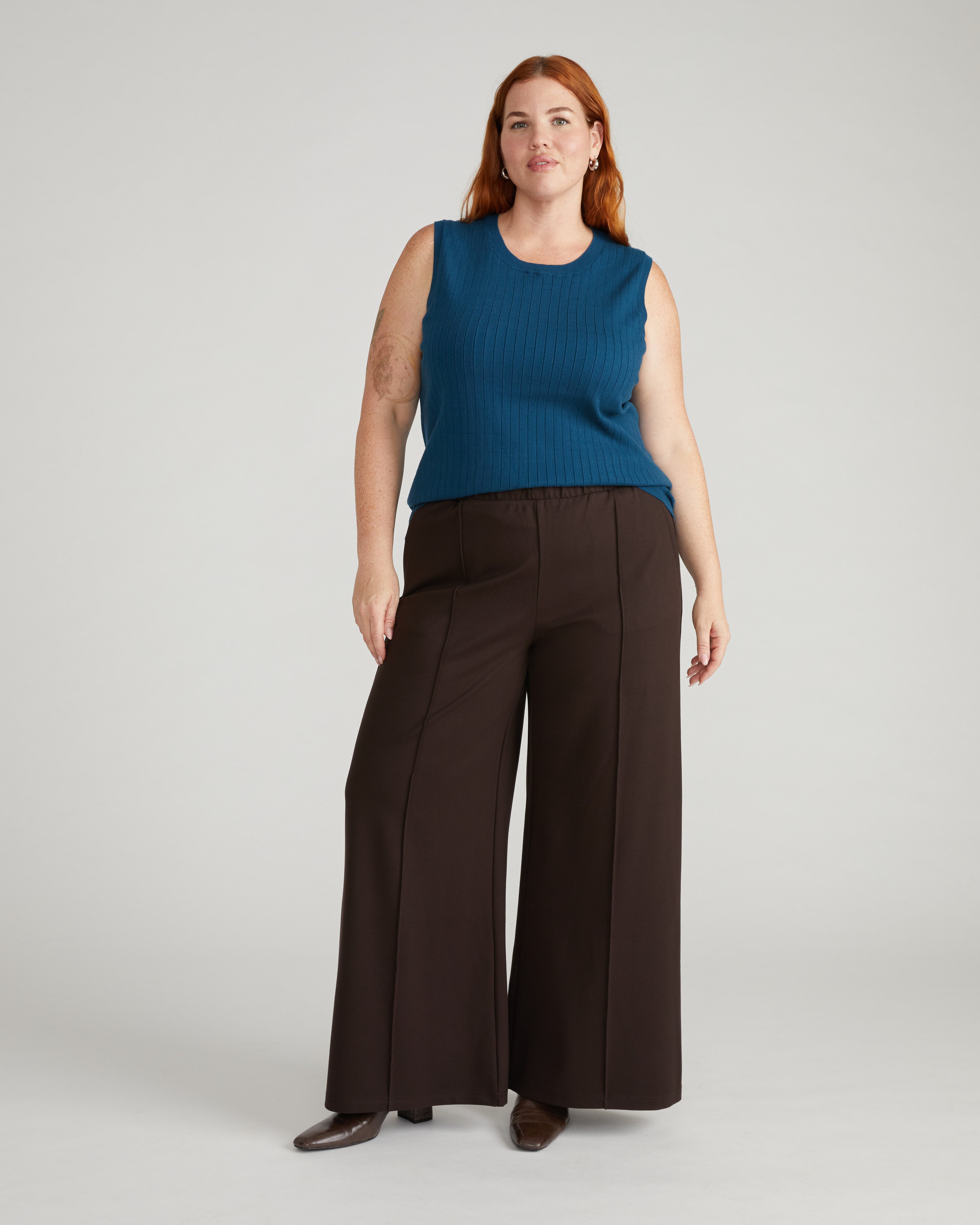 Pam Pintuck Wide Leg Ponte Pants - Espresso – Universal Standard