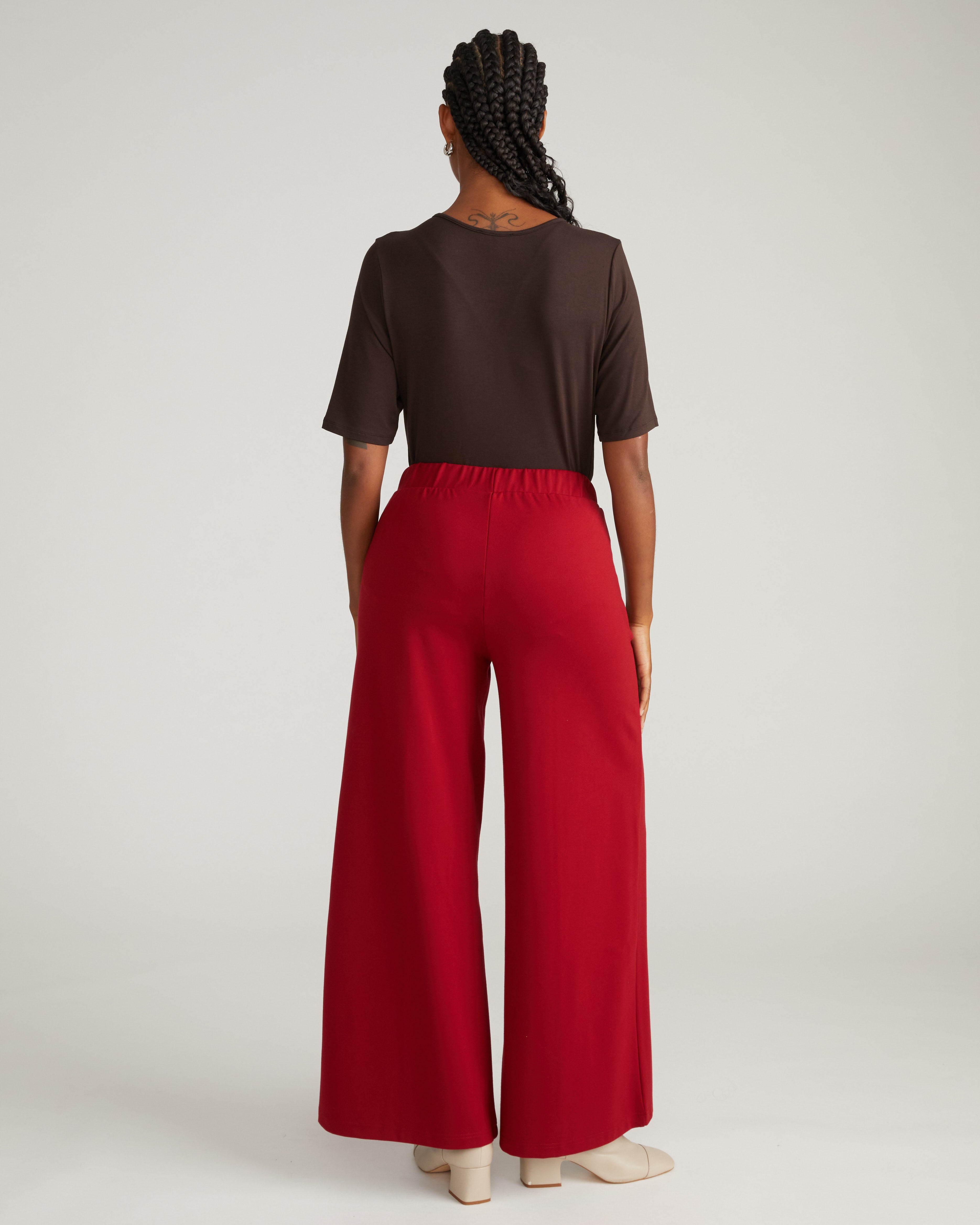 Pam Pintuck Wide Leg Ponte Pants - Garnet – Universal Standard
