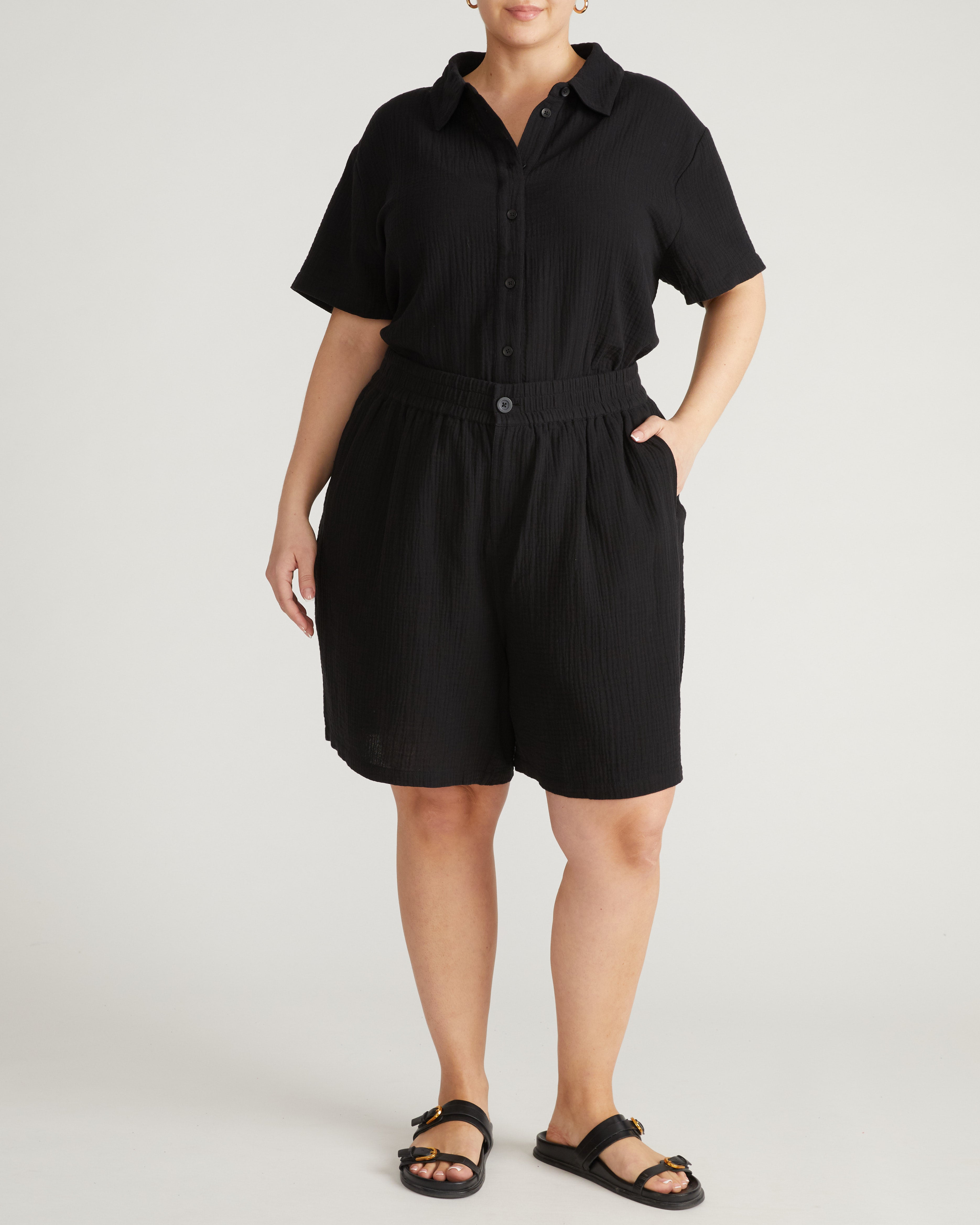 Luxe Cotton Gauze Beach Short - Black – Universal Standard