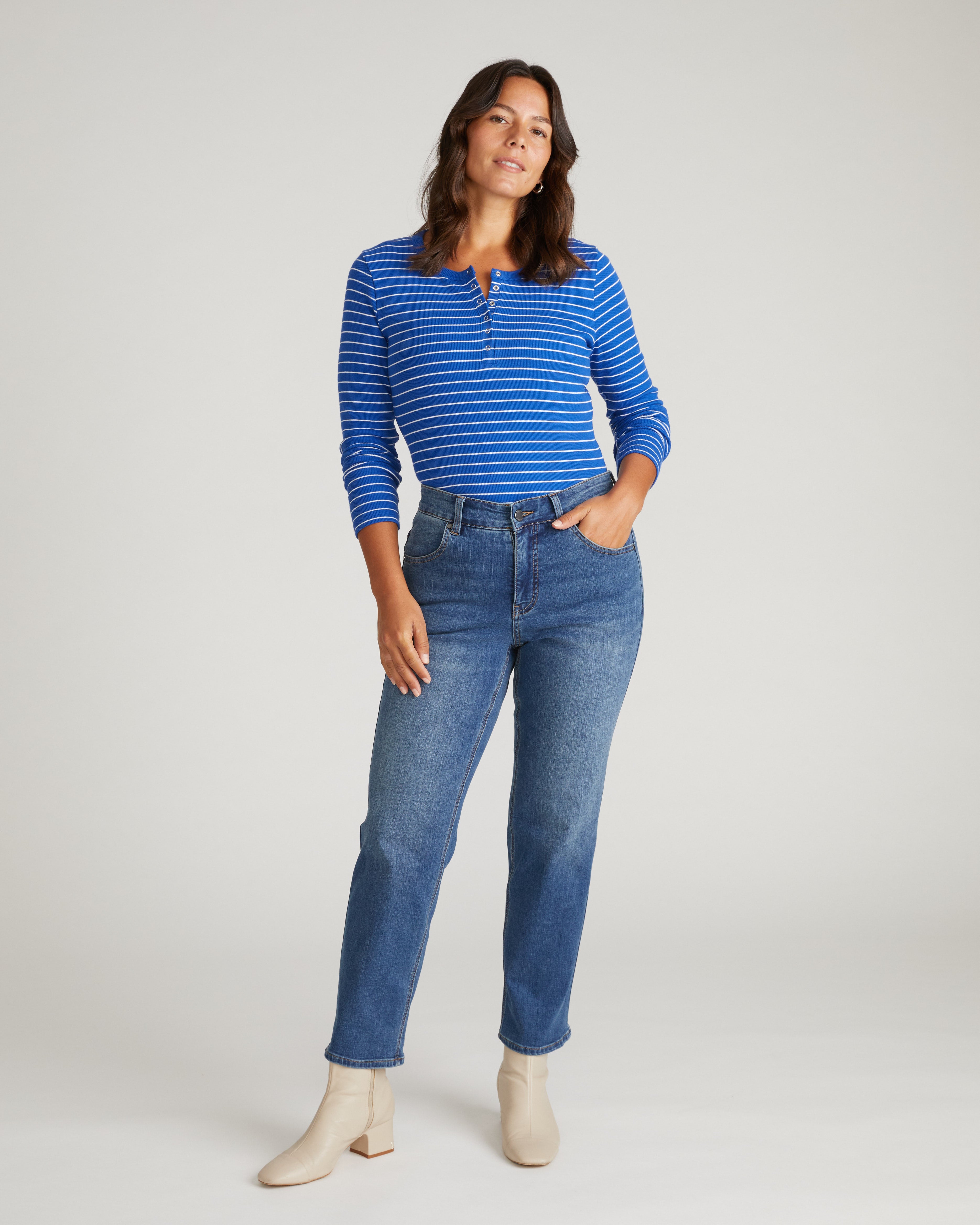 Seine High Rise Straight Leg Jean 29 Inch - Anzio Blue | Plus Size & Straight Size Women's Fashion | Universal Standard