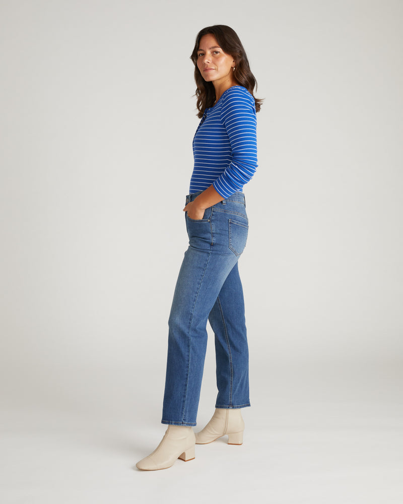 Seine High Rise Straight Leg Jean 29 Inch - Anzio Blue