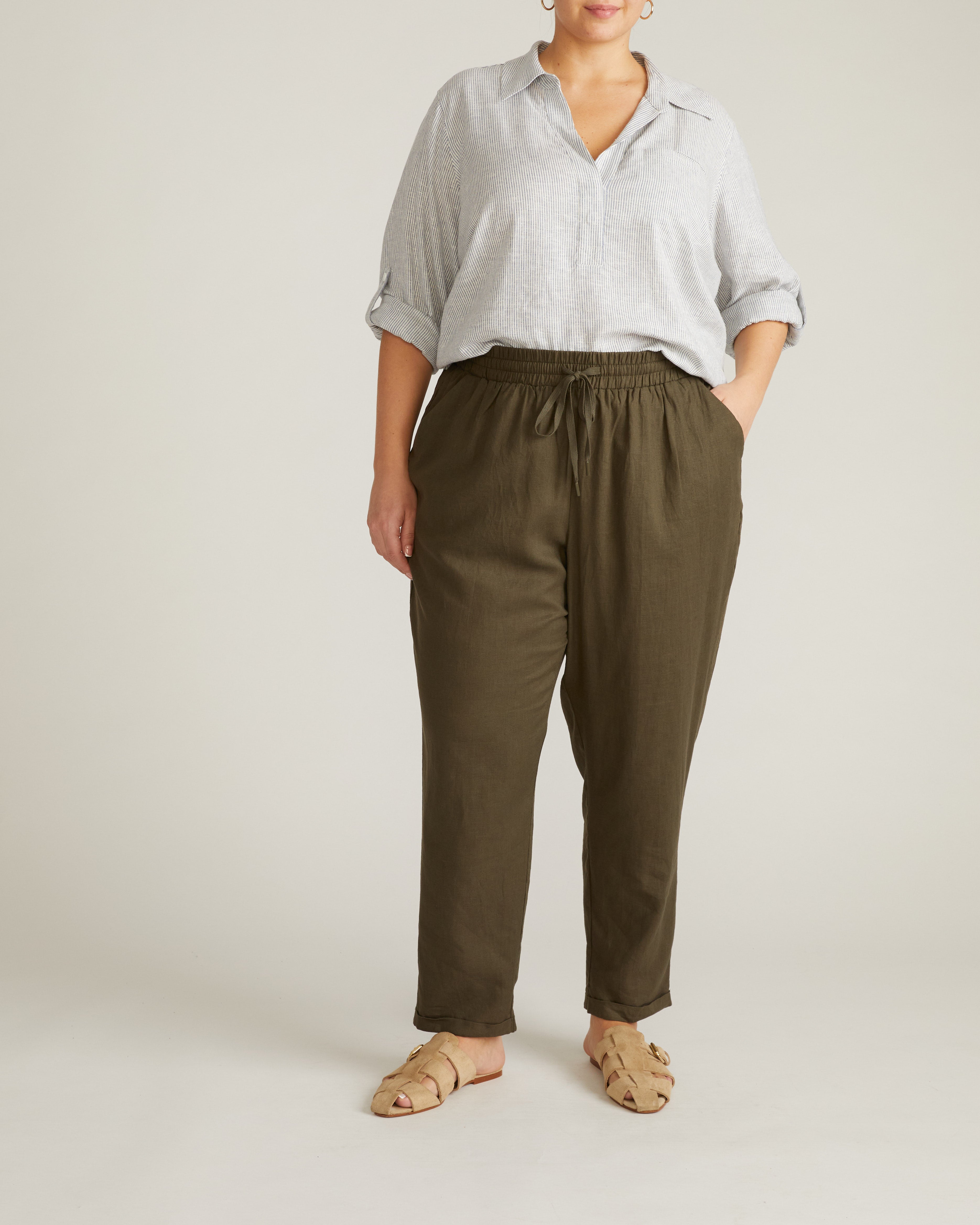 Sayville Linen Drawstring Pant - Camo – Universal Standard