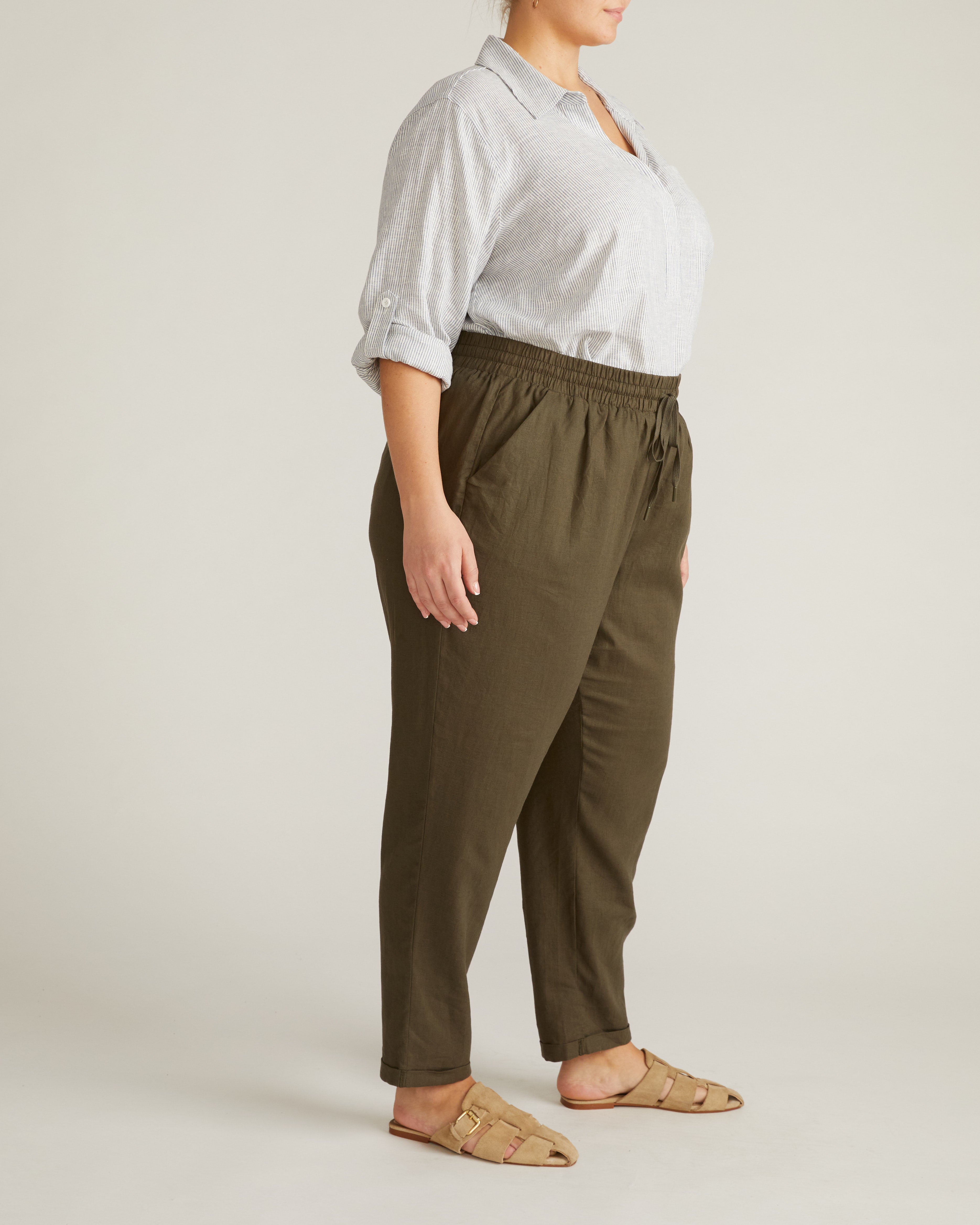 Sayville Linen Drawstring Pant - Camo – Universal Standard