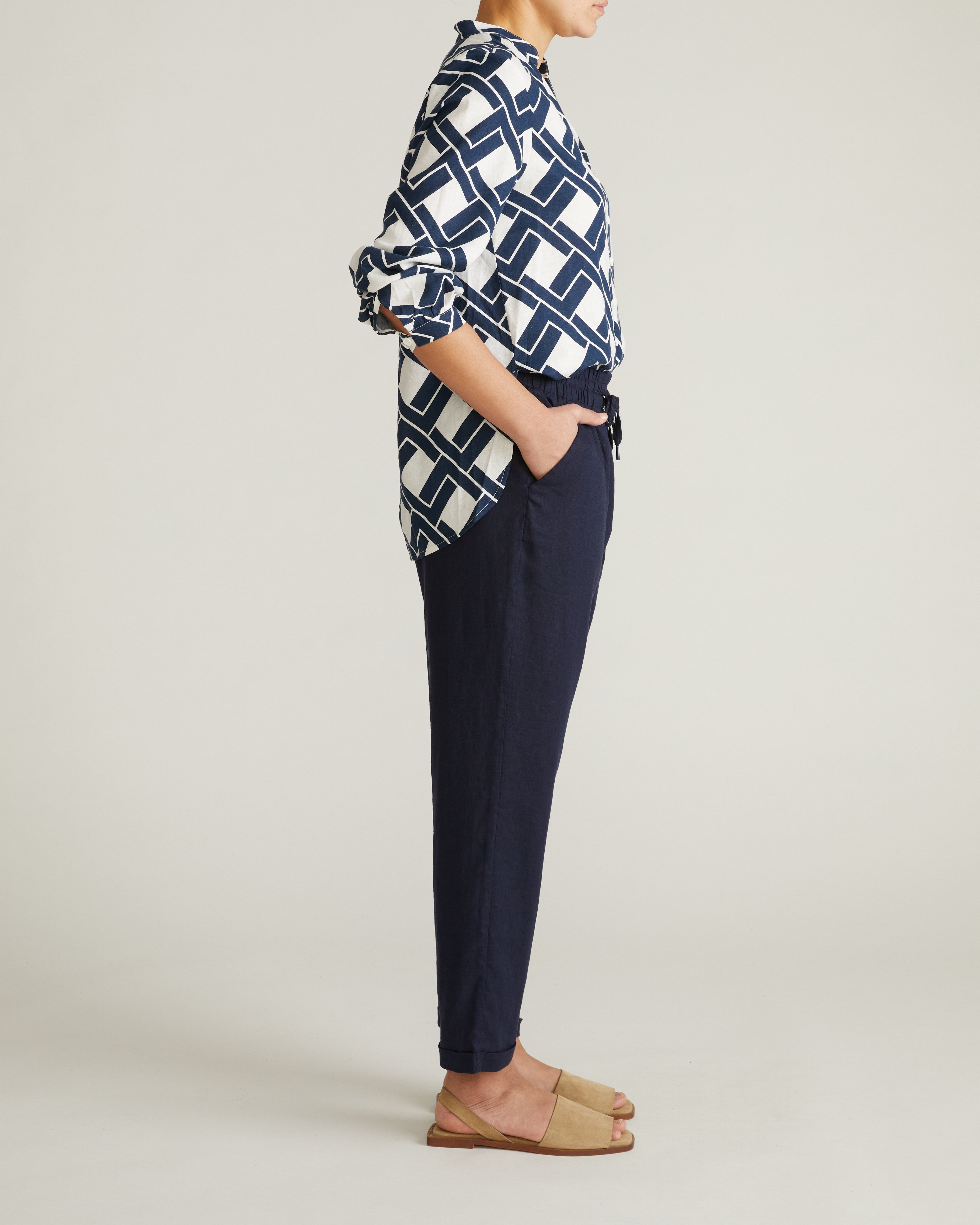 【新品】 OUTIL NAVY リネンPANTS OUTIL ウティ｜pantalon macau チノパンツ dark blue