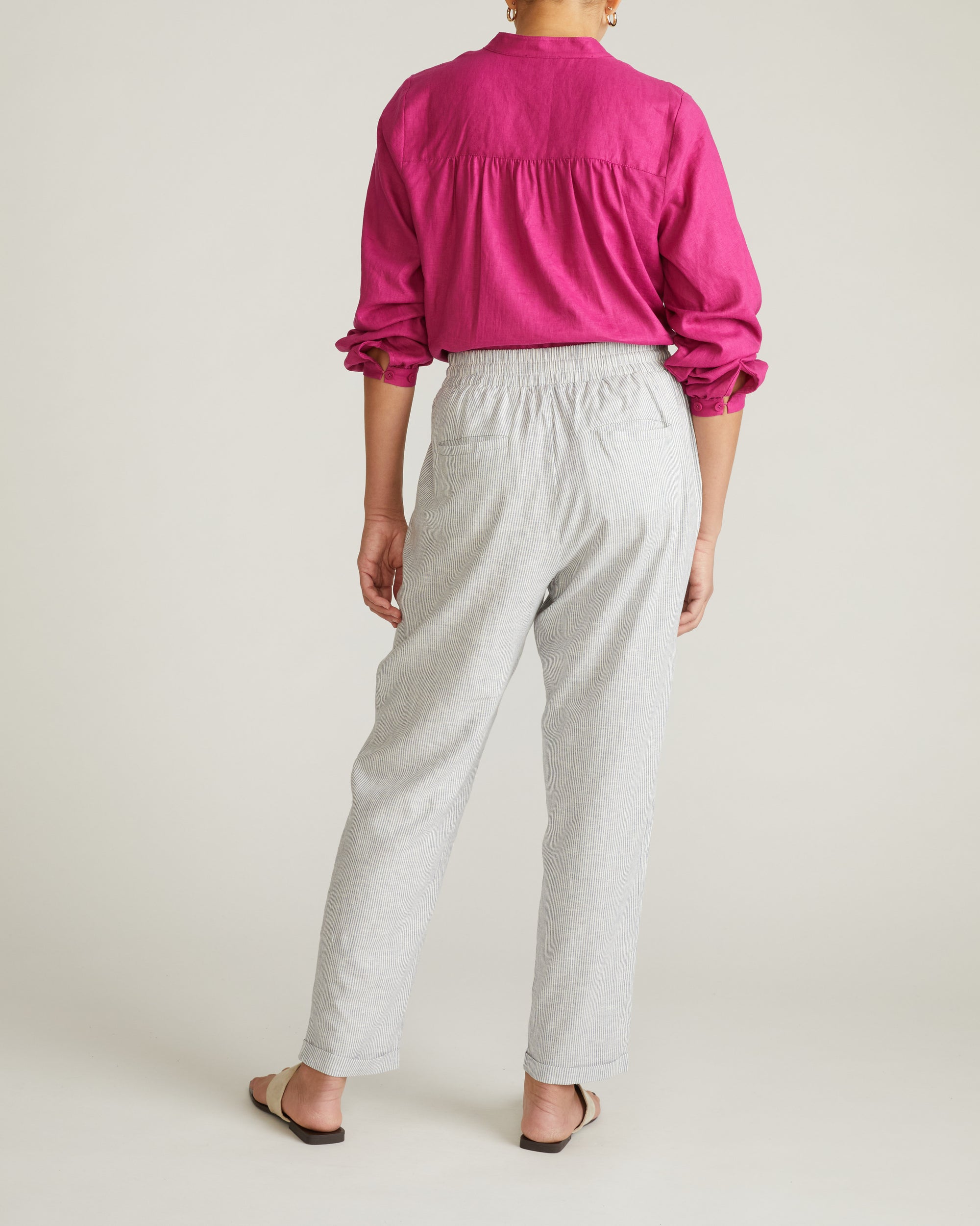 Sayville Linen Blend Drawstring Pant - Beach Stripe | Plus Size & Straight Size Women's Fashion | Universal Standard