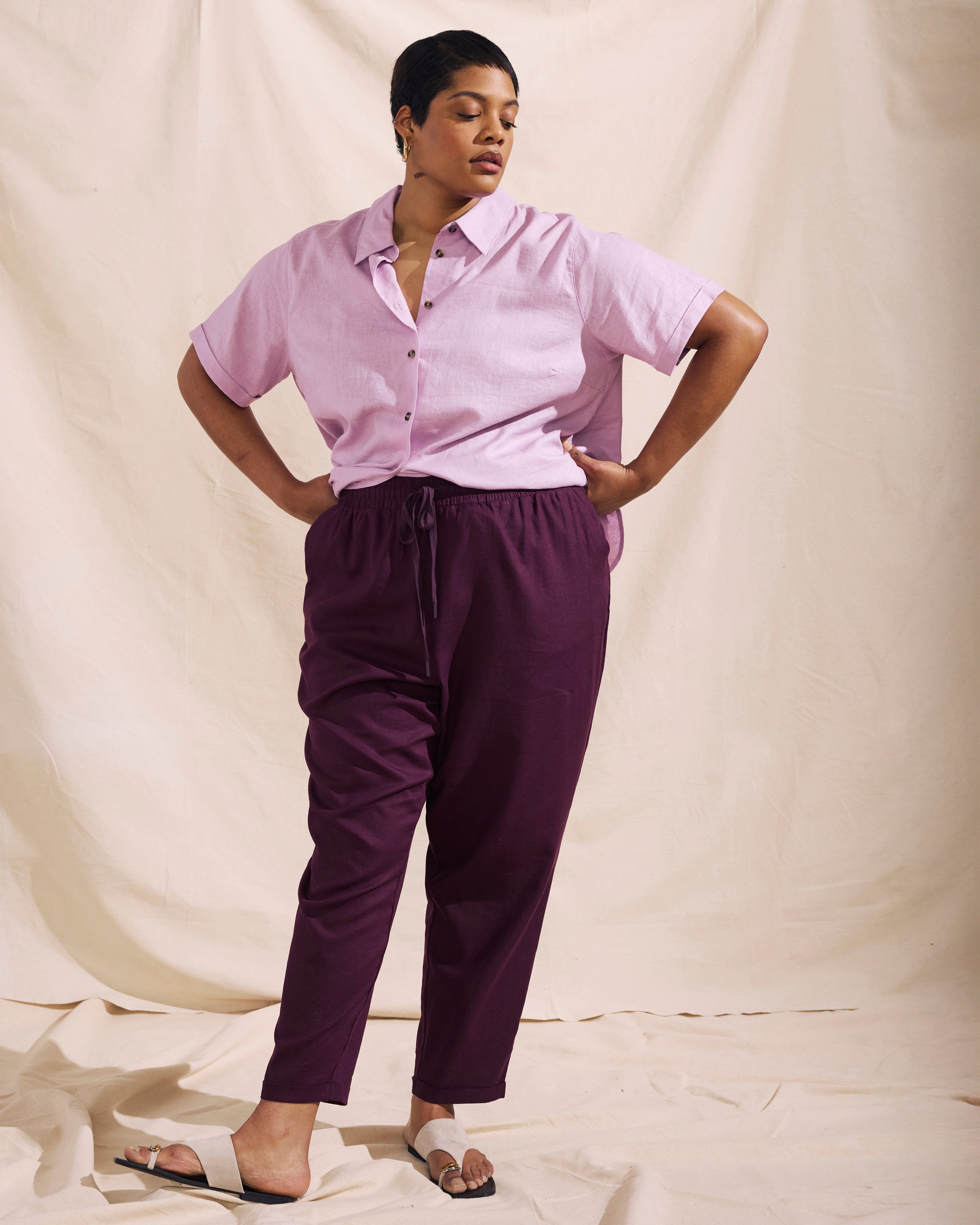 Sayville Linen Drawstring Pant - Acai – Universal Standard