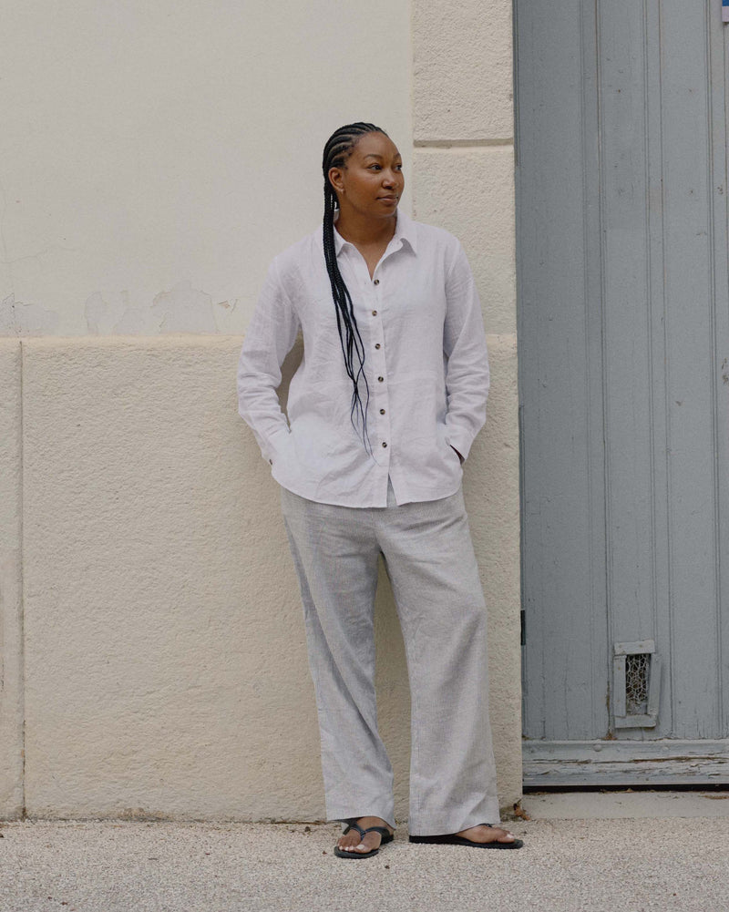 Iris Linen Blend Easy Pull-On Pants - Beach Stripe