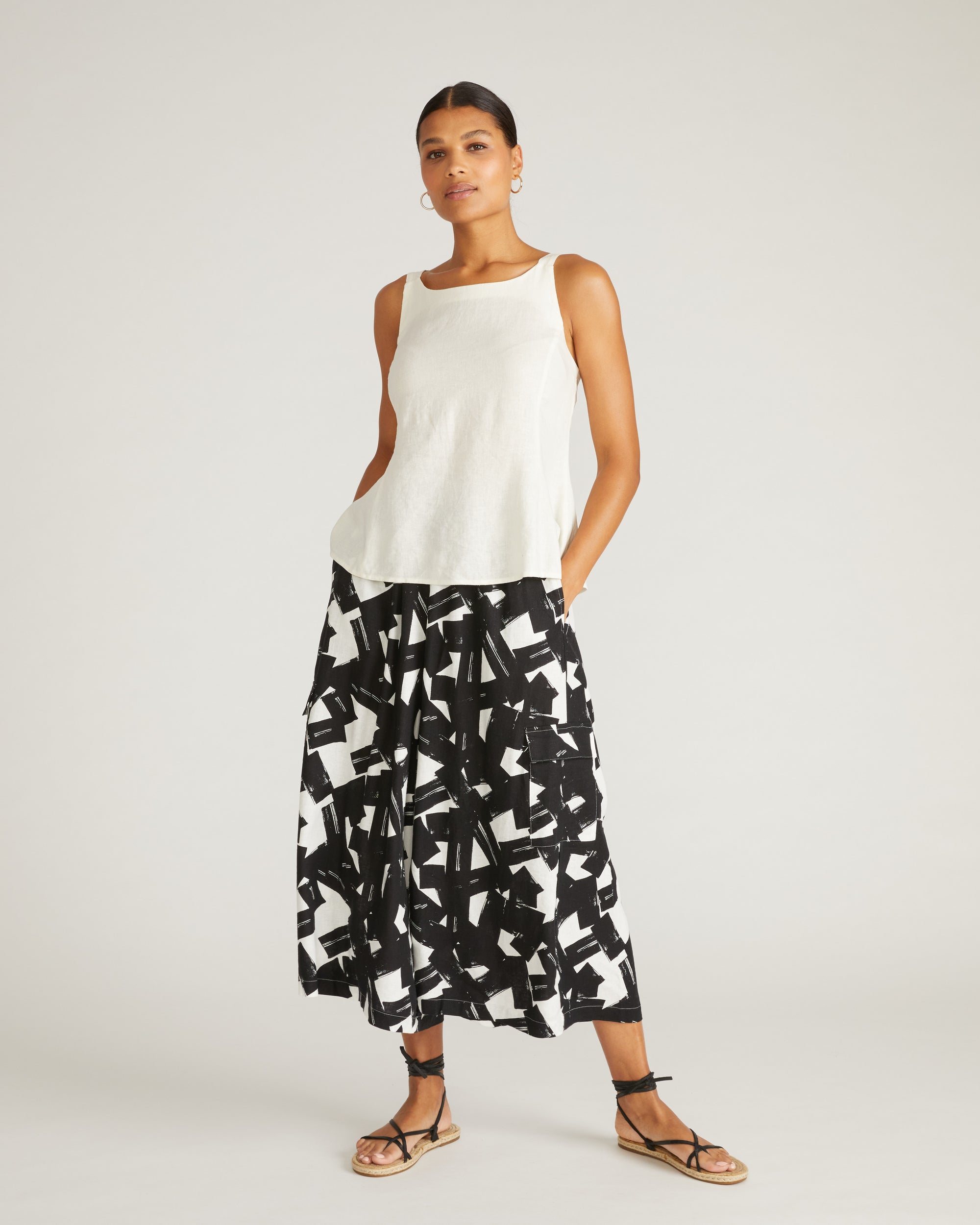 Palazzo Cargo Linen Pant - Santiago Print