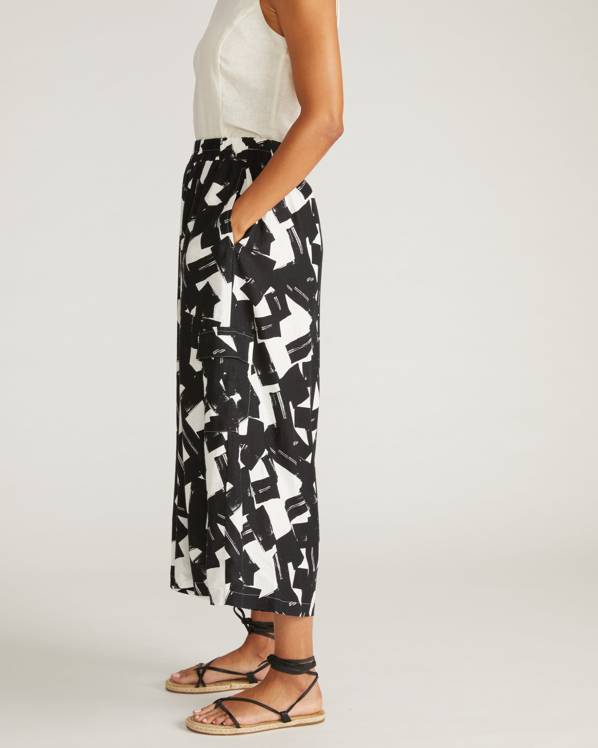 Palazzo Cargo Linen Pant - Santiago Print