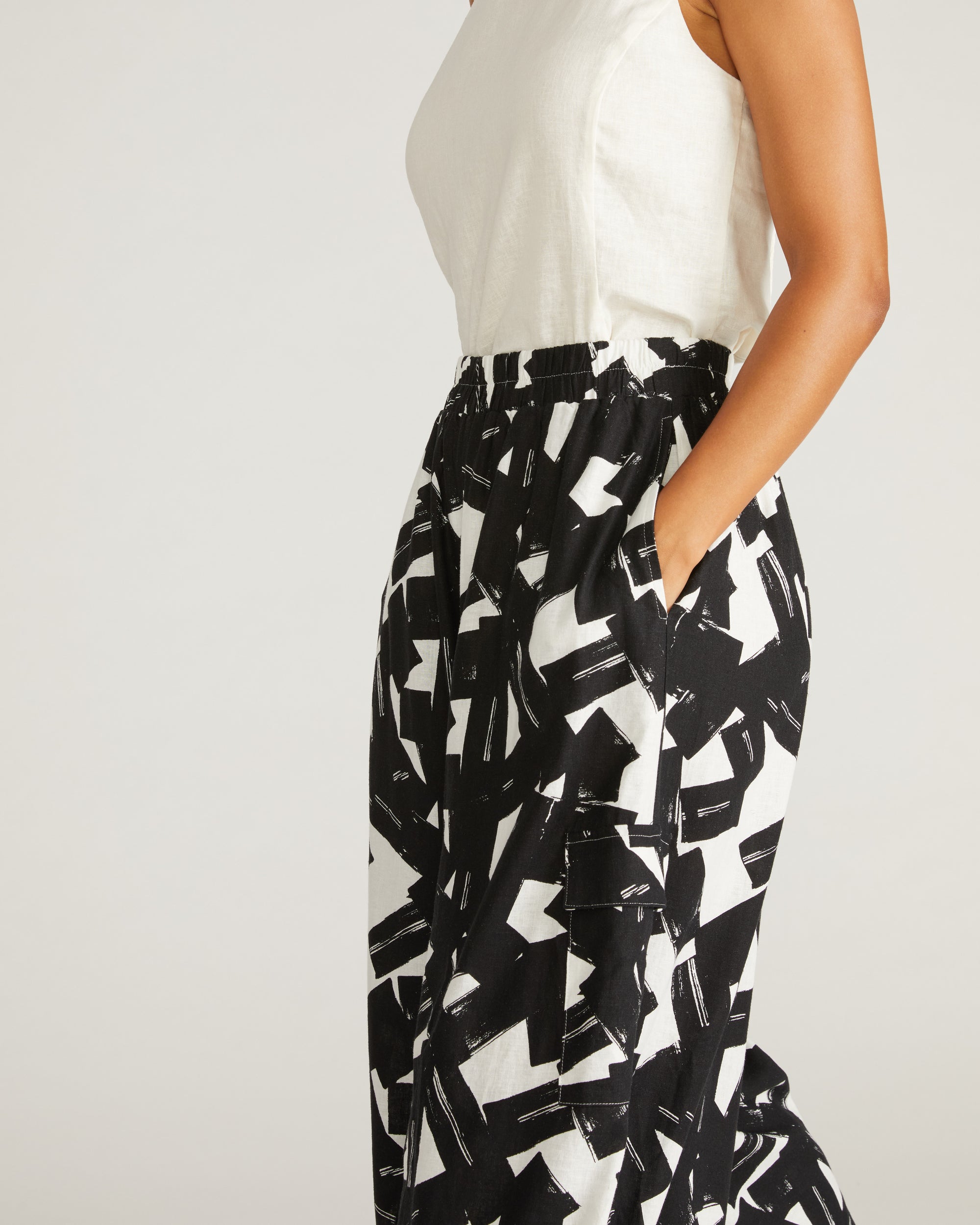 Palazzo Cargo Linen Pant - Santiago Print