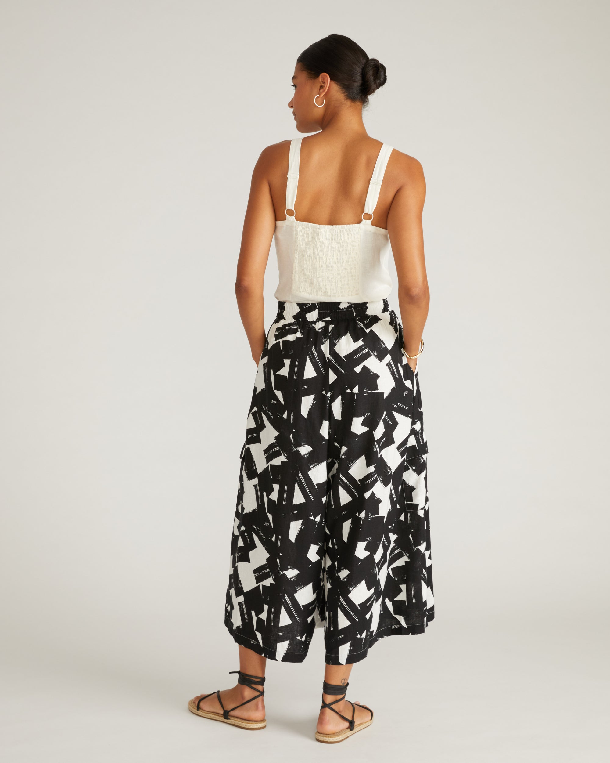 Palazzo Cargo Linen Pant - Santiago Print