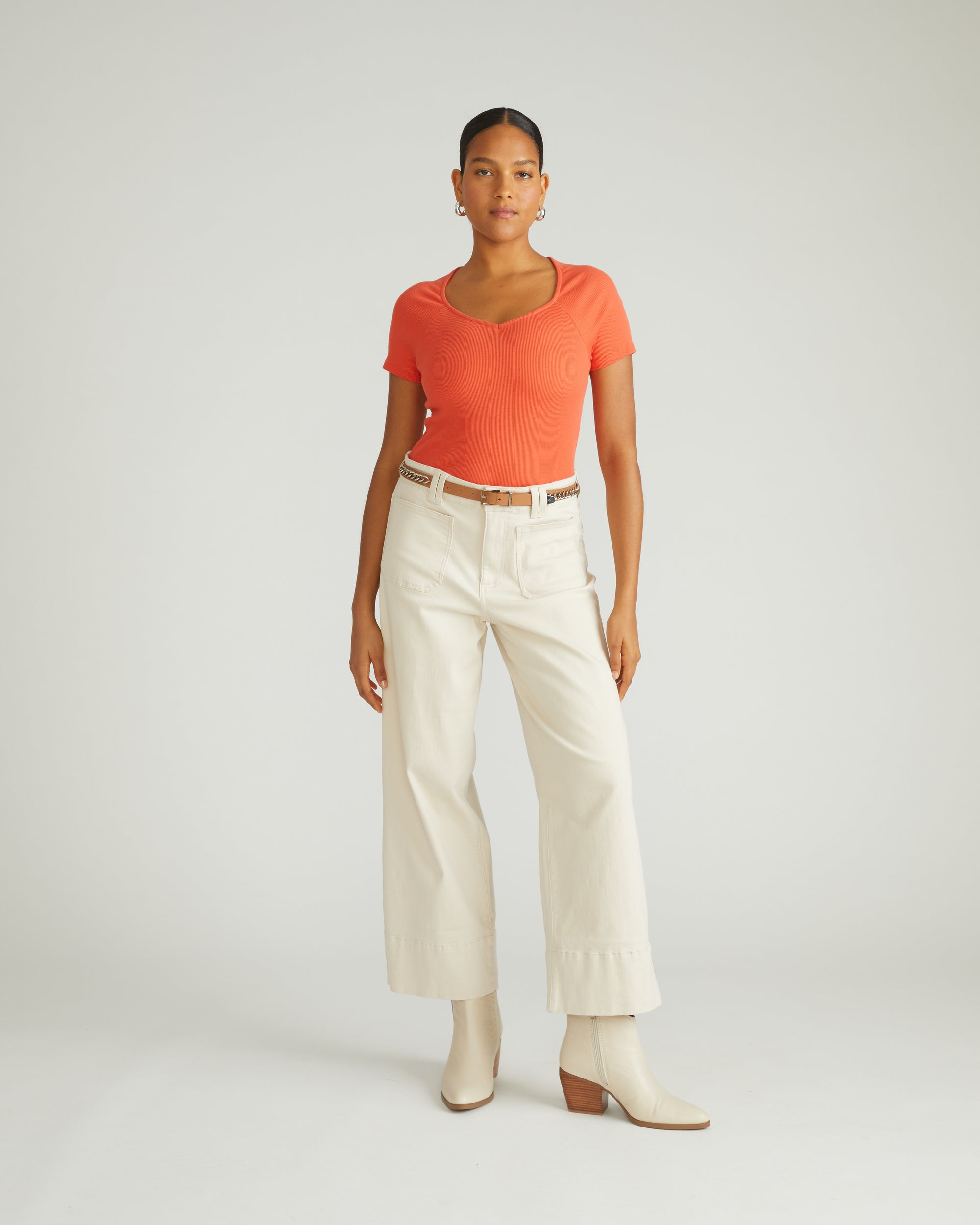 Claudia High Rise Stretch Jeans - Ecru