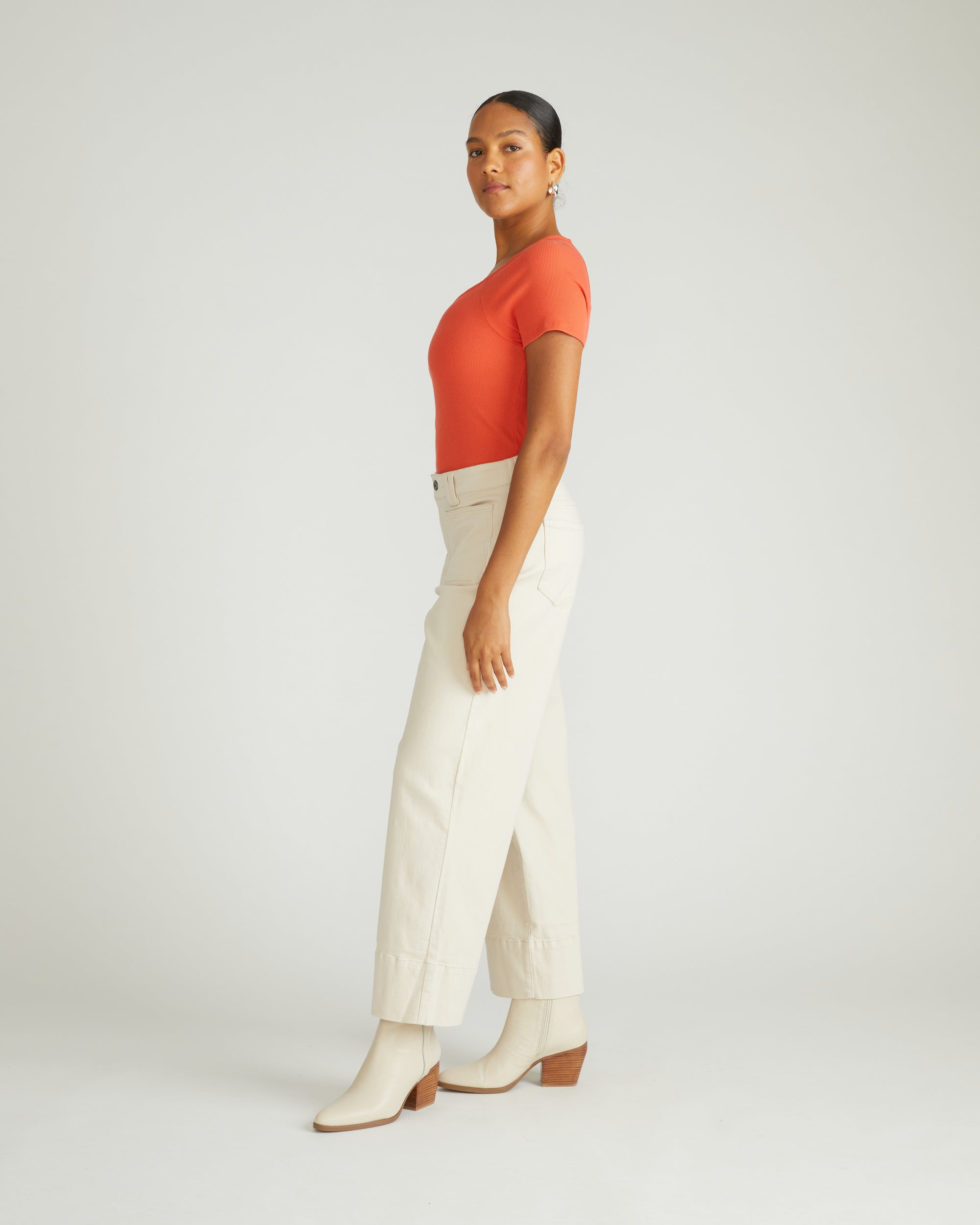 Claudia High Rise Stretch Jeans - Ecru