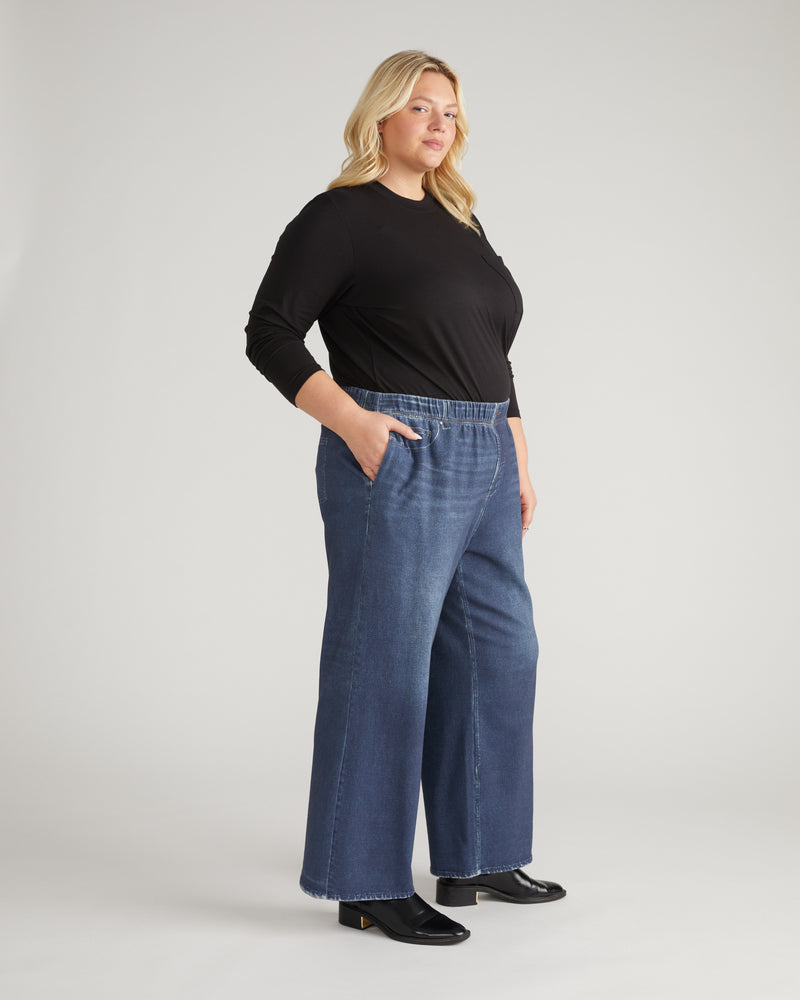 Wide Leg Sweatpant Jeans - Blue Mirage