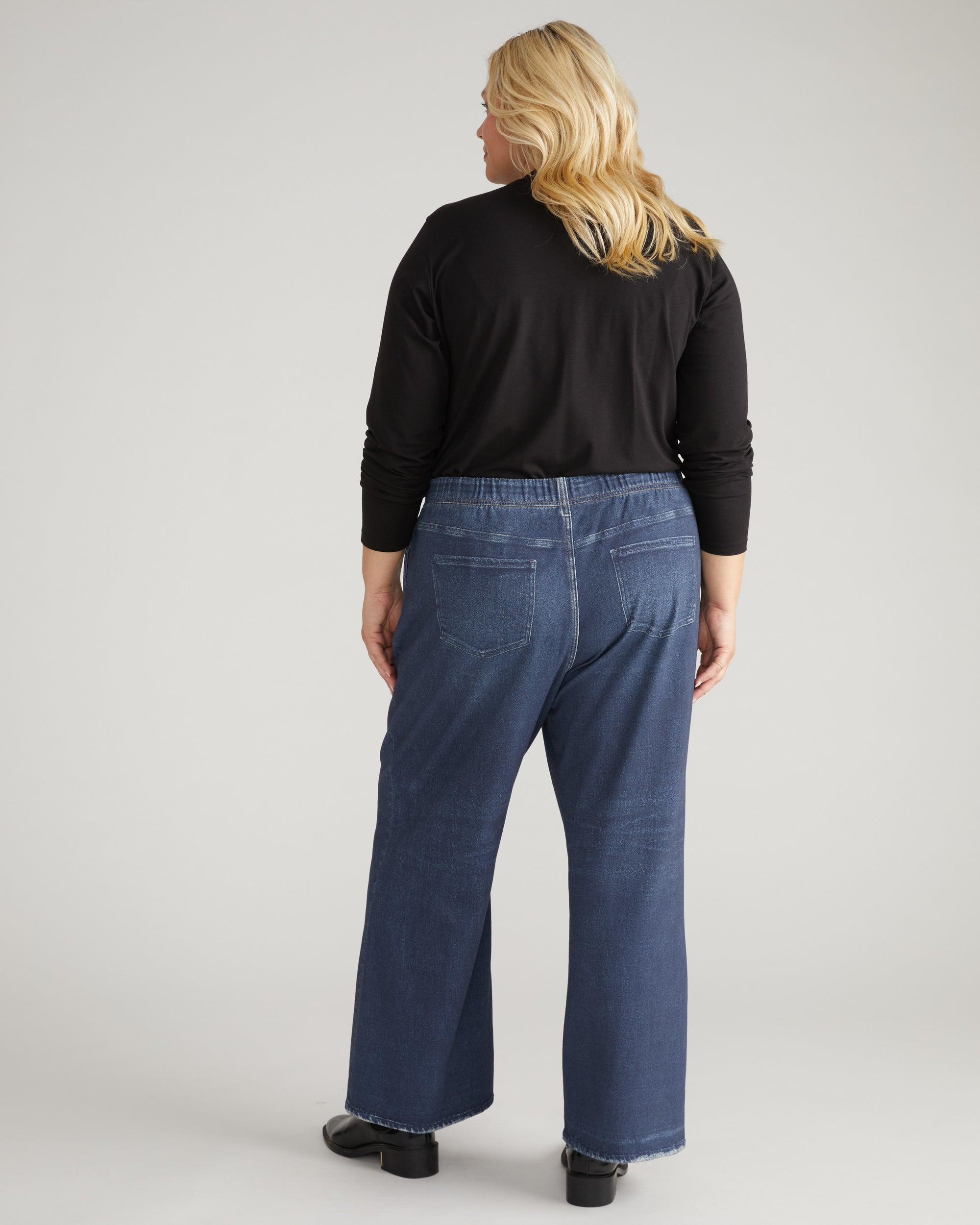 Wide Leg Sweatpant Jeans - Blue Mirage