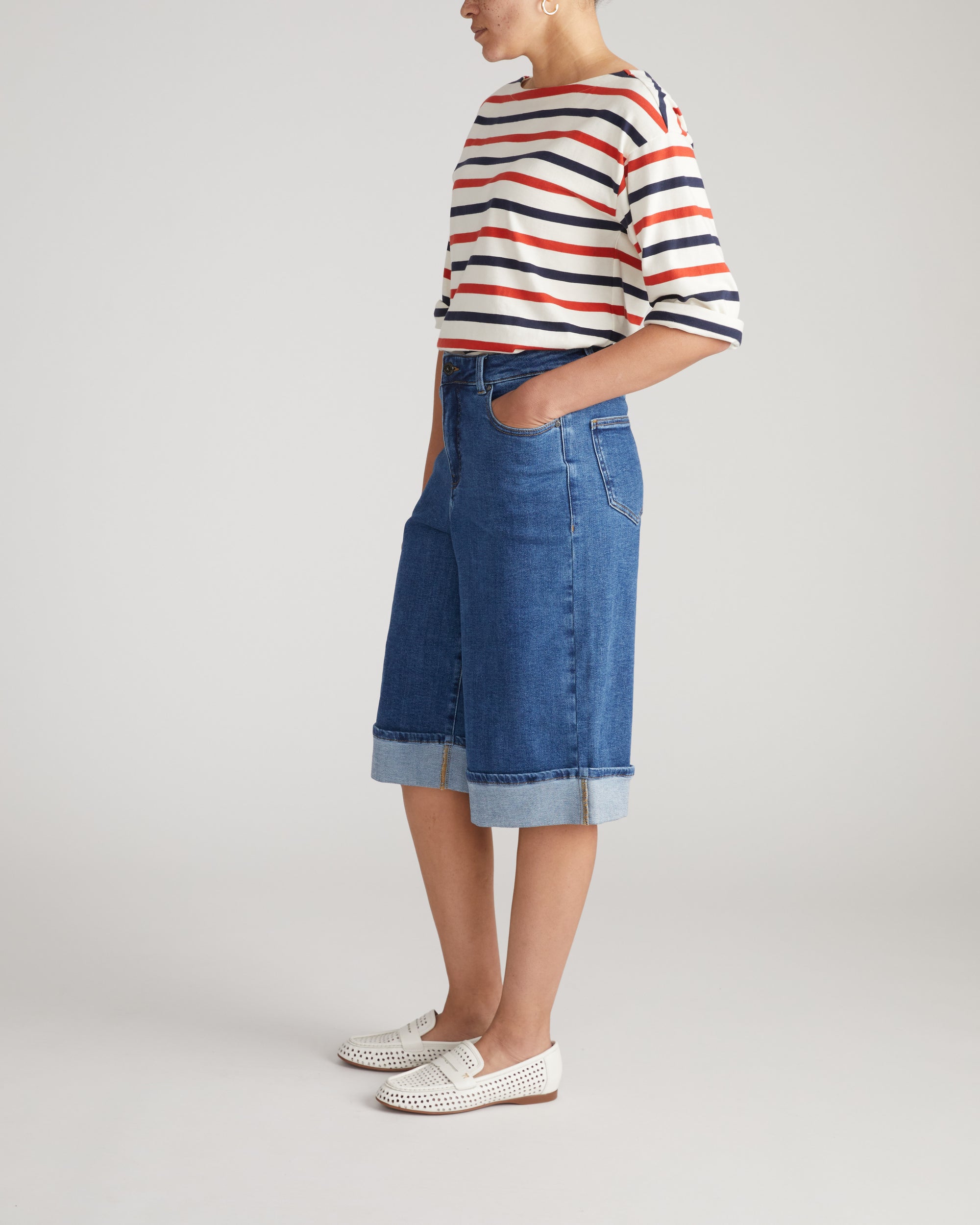 Briony Below the Knee Denim Shorts - Union City Blue | Plus Size & Straight Size Women's Fashion | Universal Standard