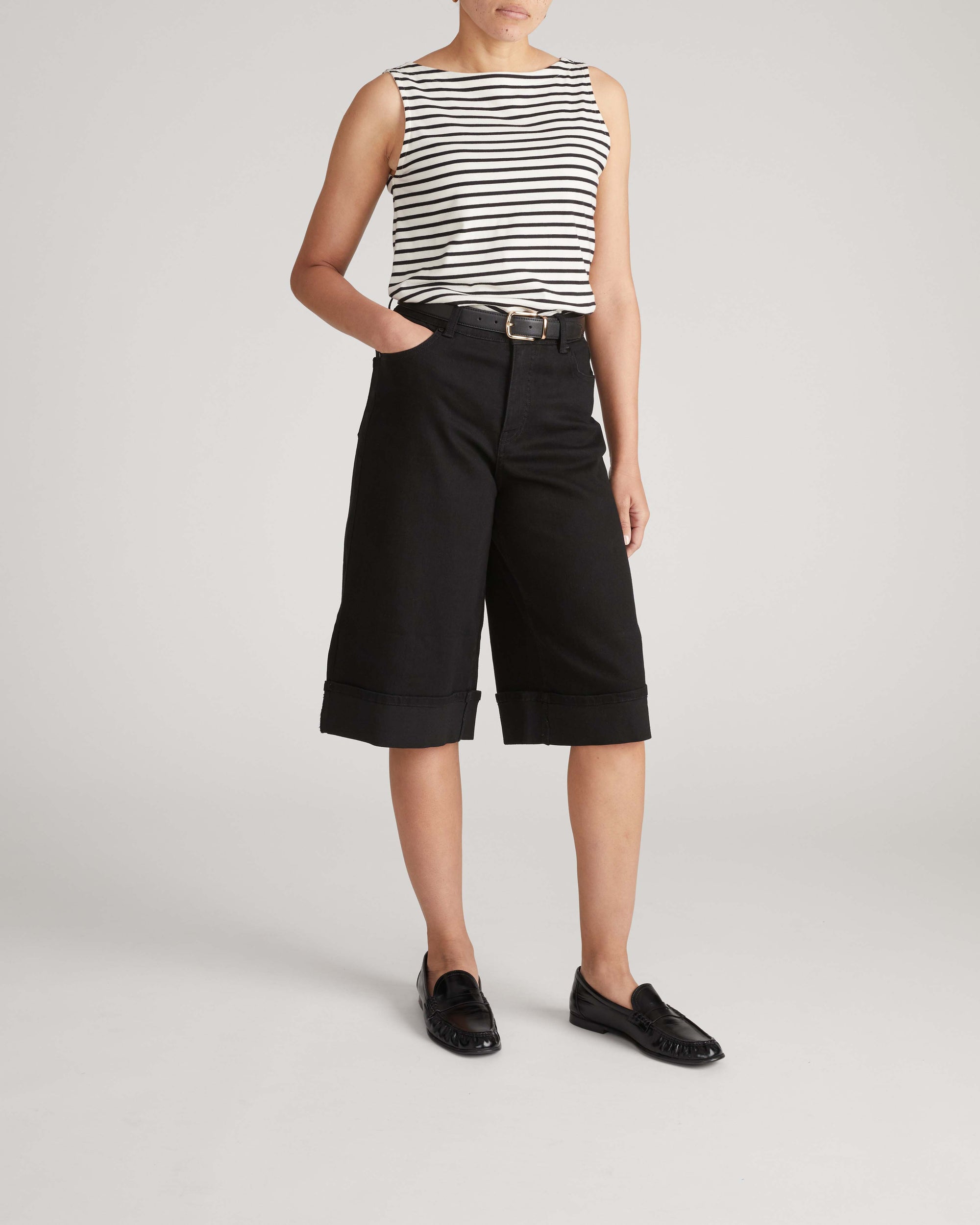 Briony Below the Knee Denim Shorts - Jet Black | Plus Size & Straight Size Women's Fashion | Universal Standard