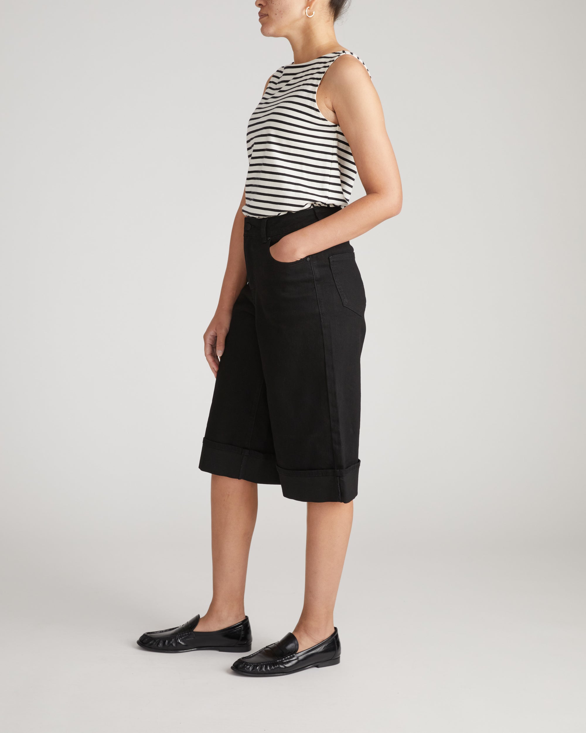 Briony Below the Knee Denim Shorts - Jet Black | Plus Size & Straight Size Women's Fashion | Universal Standard
