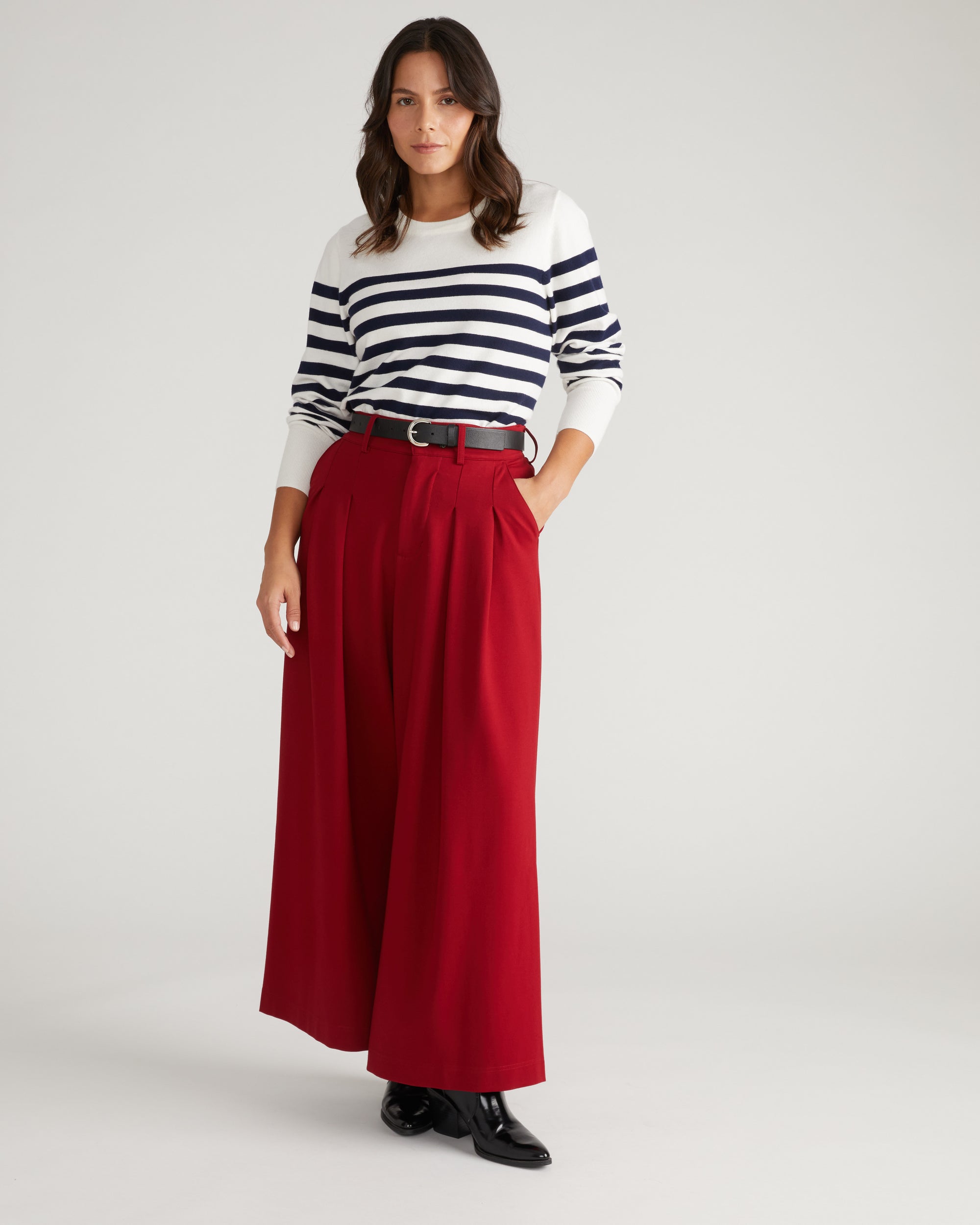 Palais Wide Leg Ponte Pants - Garnet