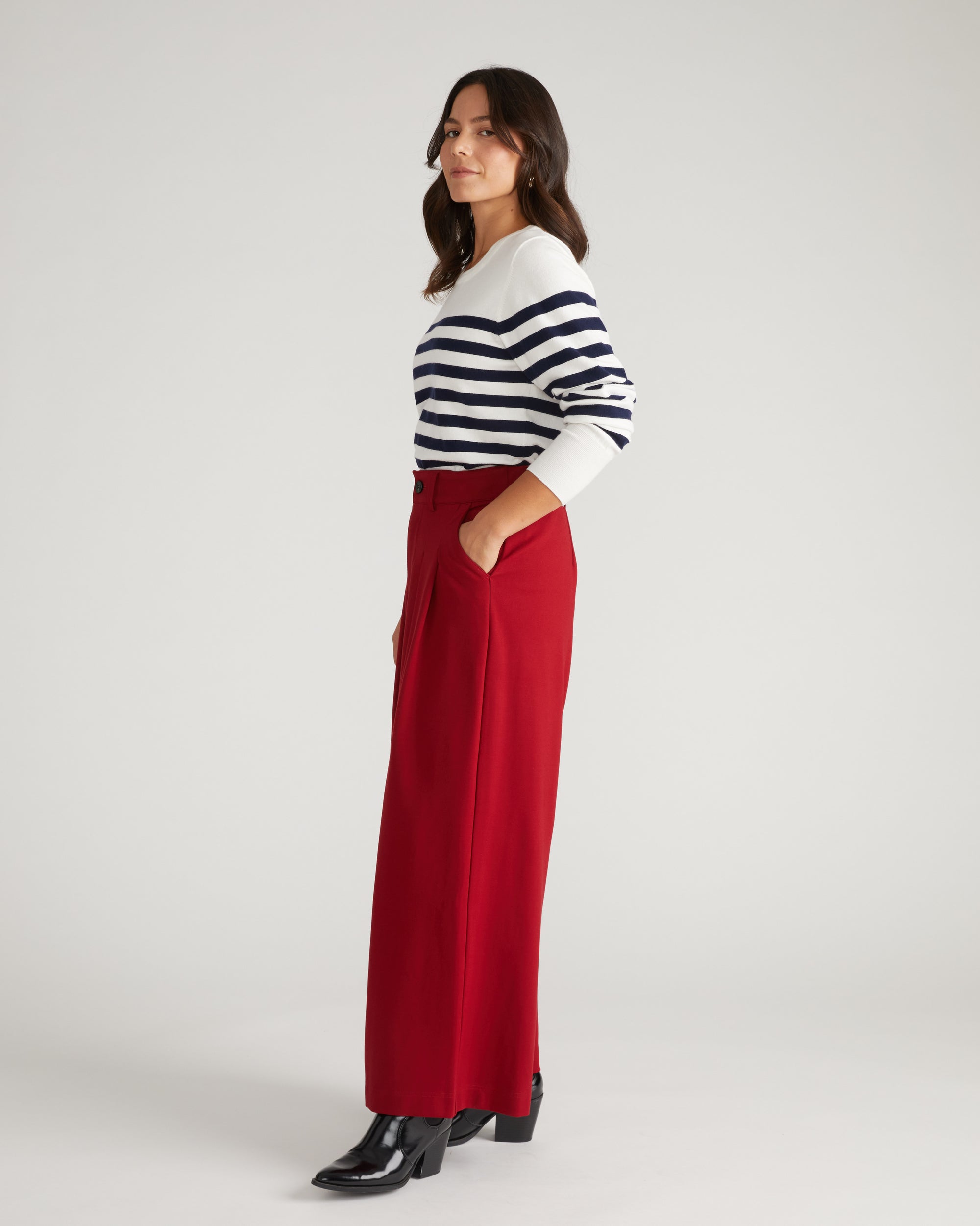 Palais Wide Leg Ponte Pants - Garnet