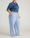 Woman wearing Straight Leg French Terry Sweatpants - Graceful Blue from Universal Standard