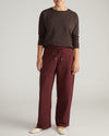 Woman wearing Straight Leg French Terry Sweatpants - Black Cherry from Universal Standard