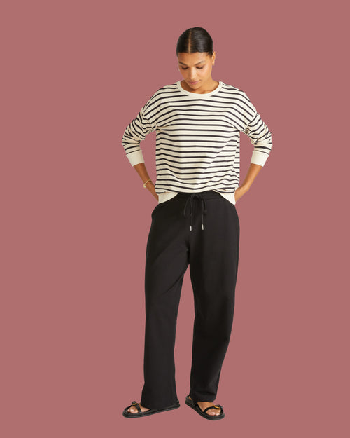 Straight Leg French Terry Sweatpants - Black