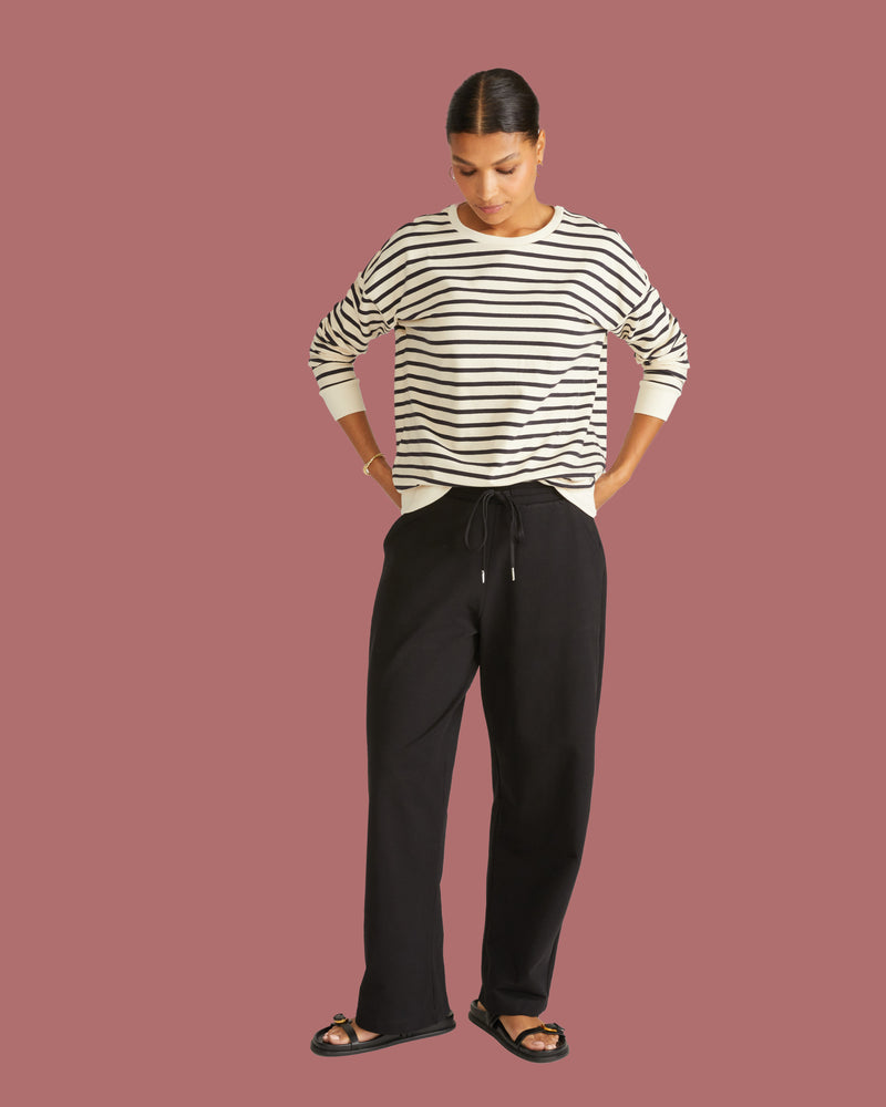 Straight Leg French Terry Sweatpants - Black