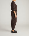 Woman wearing Selma French Terry Jogger - Deep Brown from Universal Standard