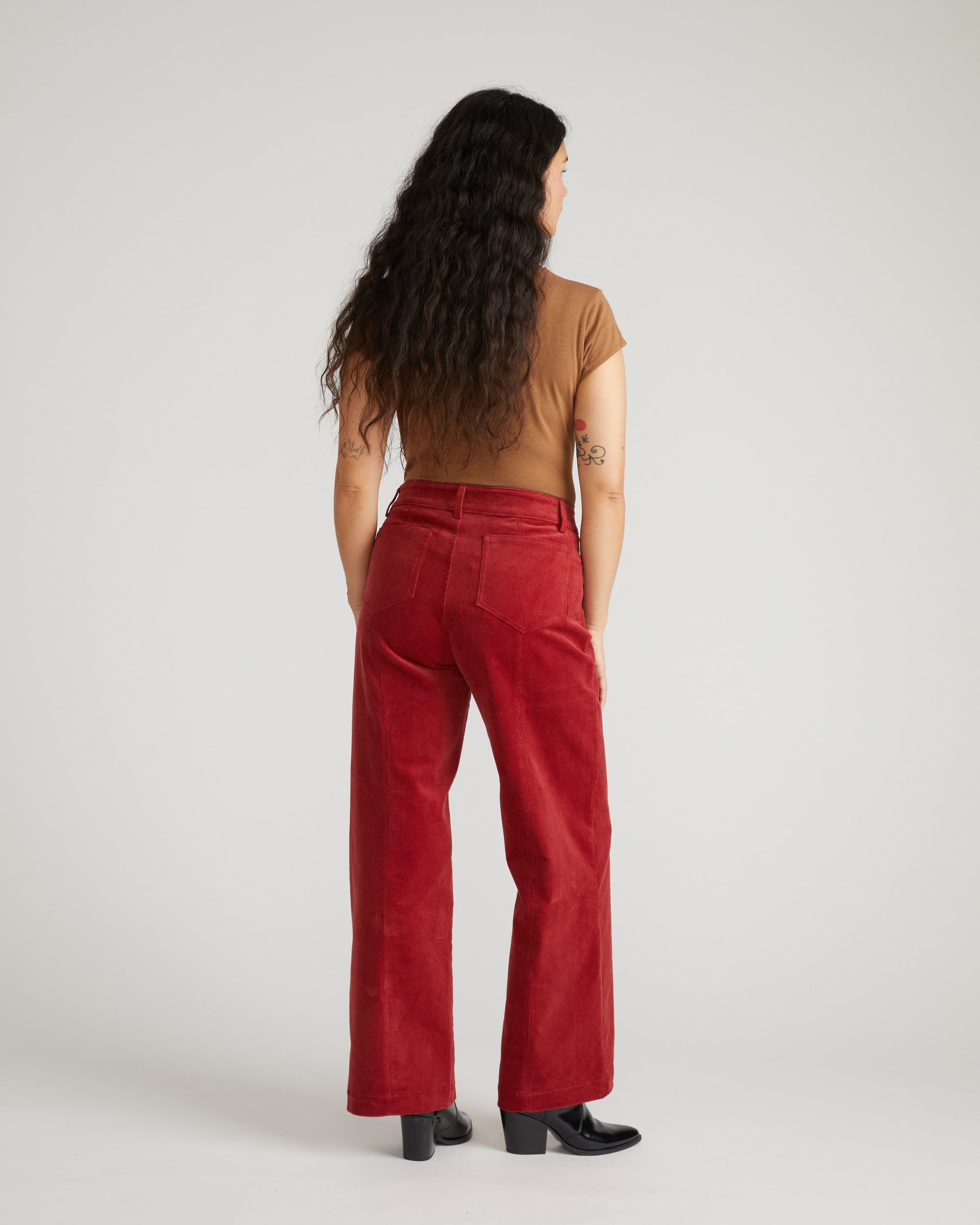 Camila Wide Leg Corduroy Pants - Autumnal Red