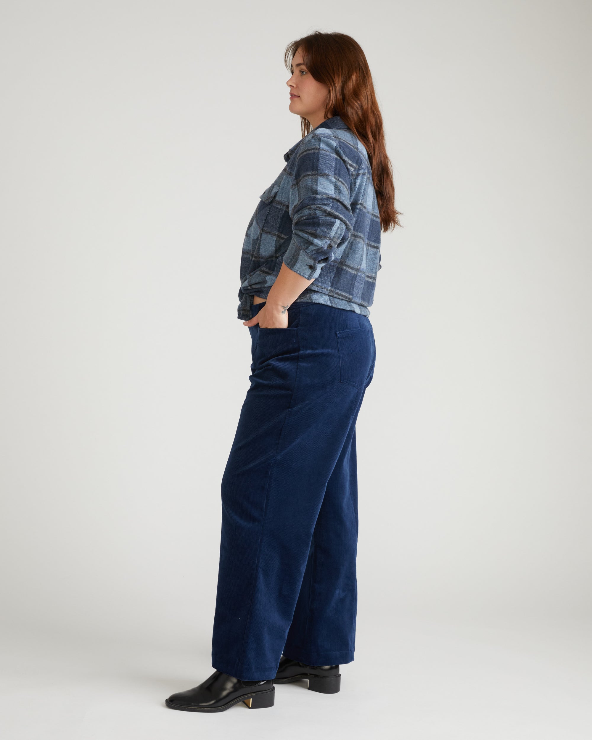 Camila Wide Leg Corduroy Pants - Pageant Blue