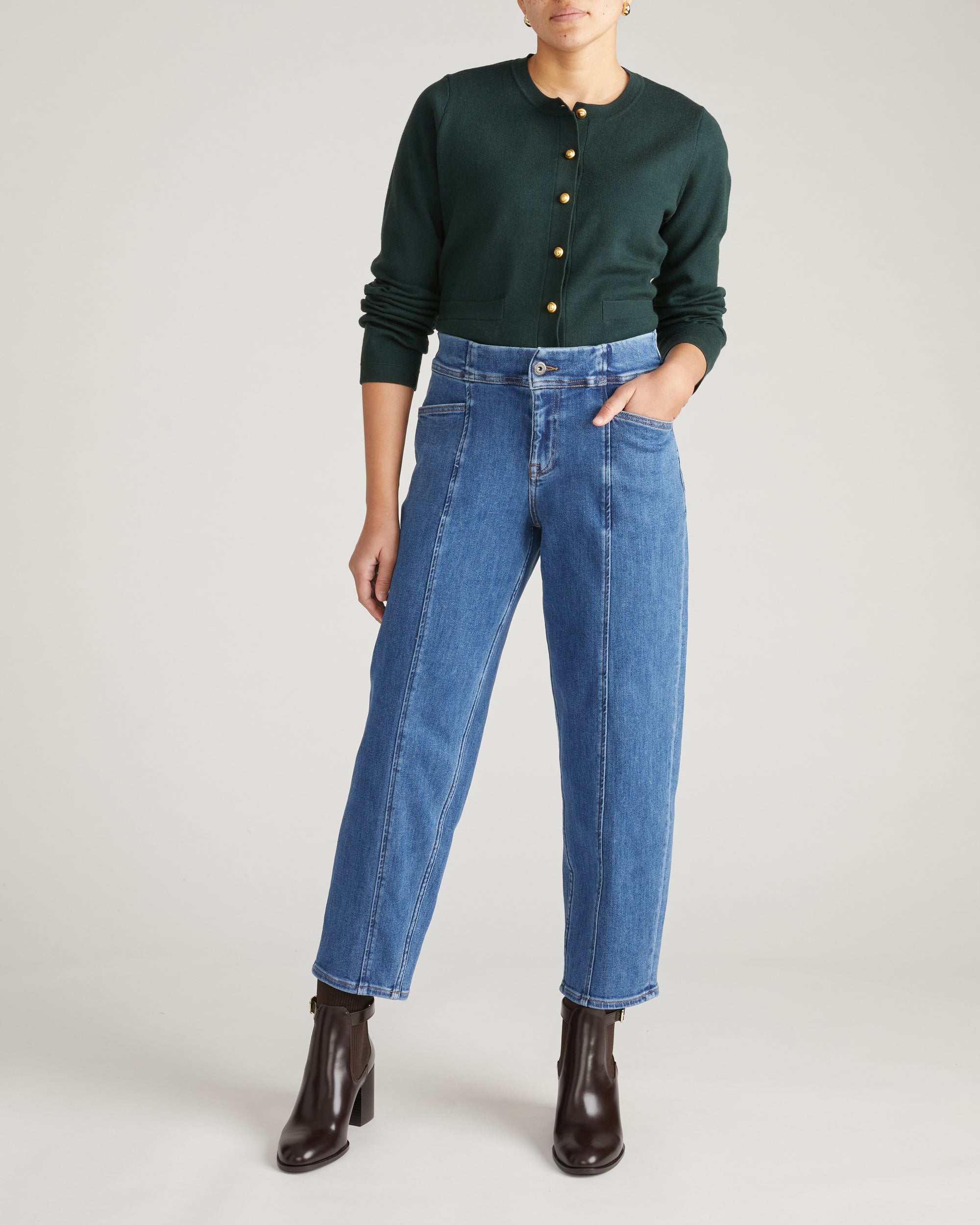 Keira Barrel Leg Jeans - Shallow Bay Blue