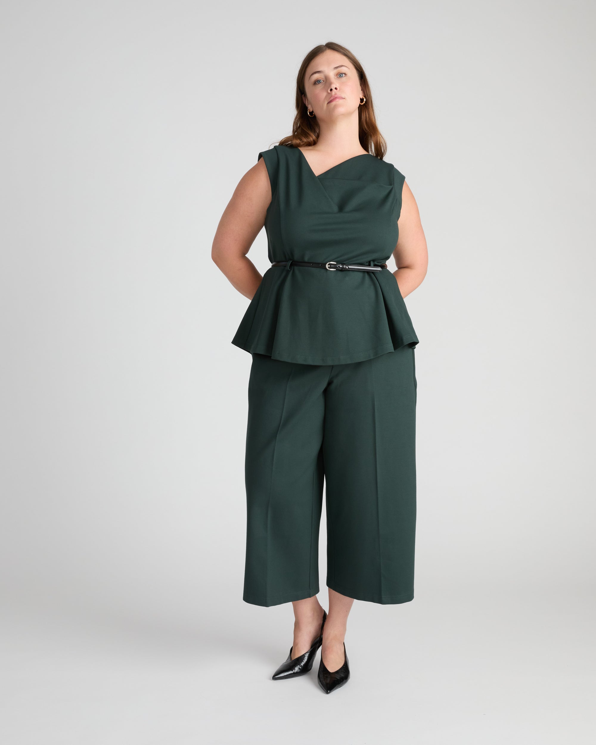 Cropped Wide Leg Ponte Pants - Green Gemstone | Plus Size & Straight Size Women's Fashion | Universal Standard