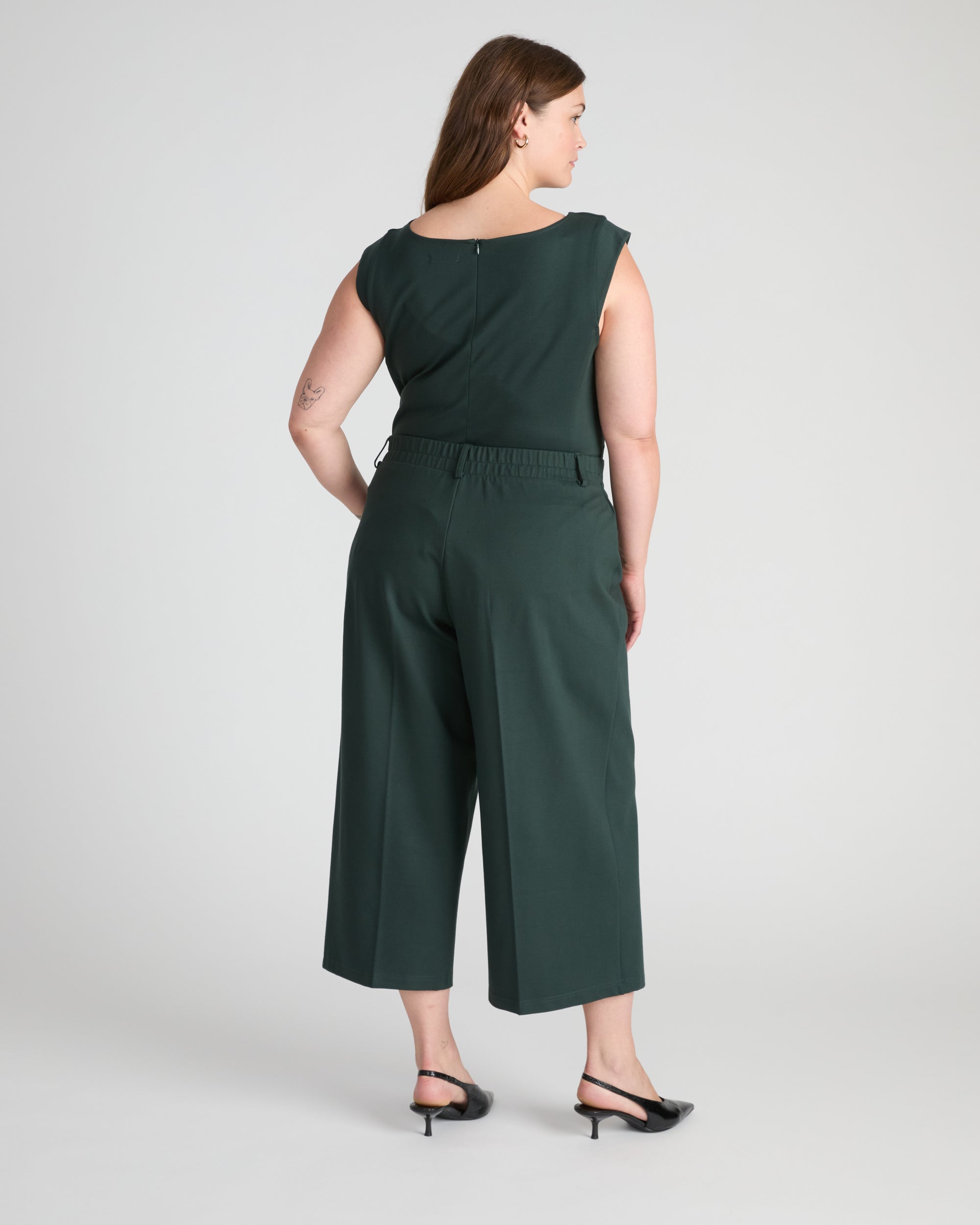Cropped Wide Leg Ponte Pants - Green Gemstone | Plus Size & Straight Size Women's Fashion | Universal Standard