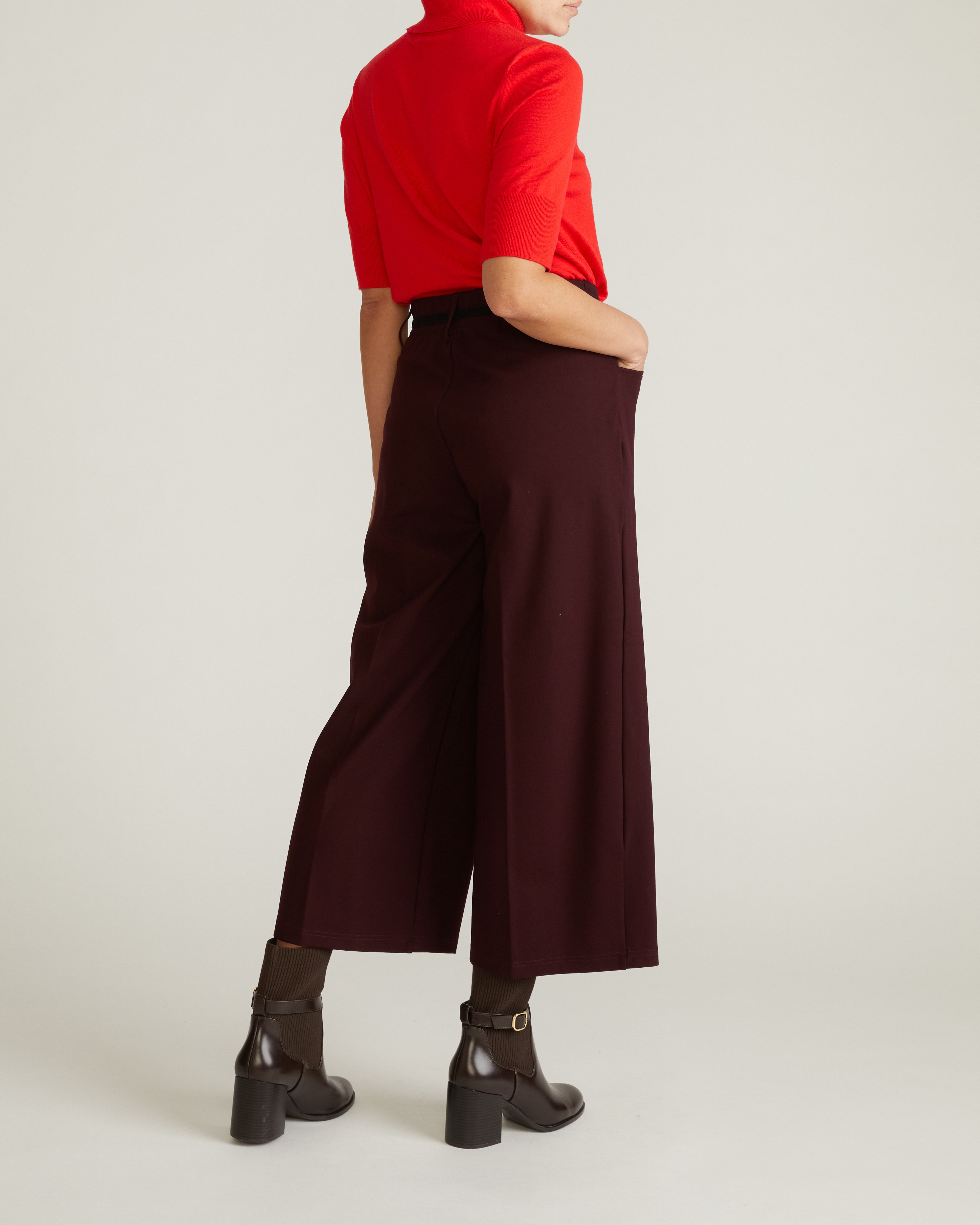 Cropped Wide Leg Ponte Pants - Black Cherry – Universal Standard