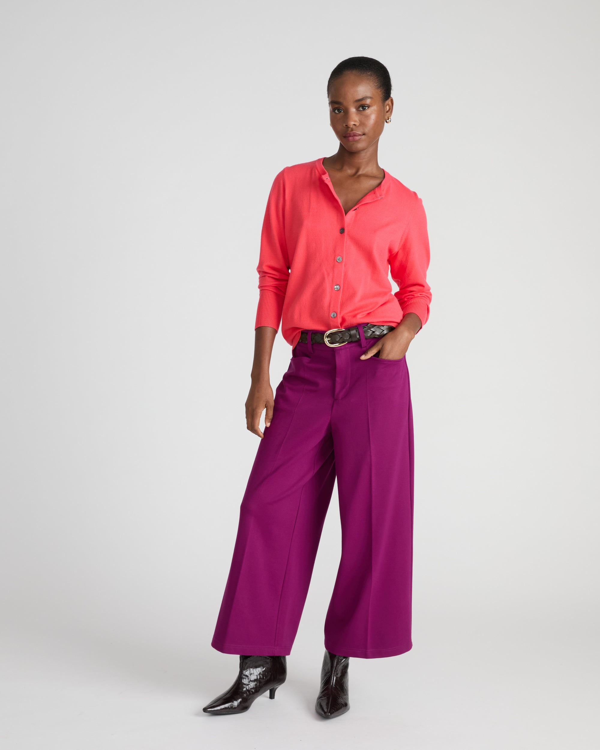 Cropped Wide Leg Ponte Pants - Plum Caspia | Plus Size & Straight Size Women's Fashion | Universal Standard