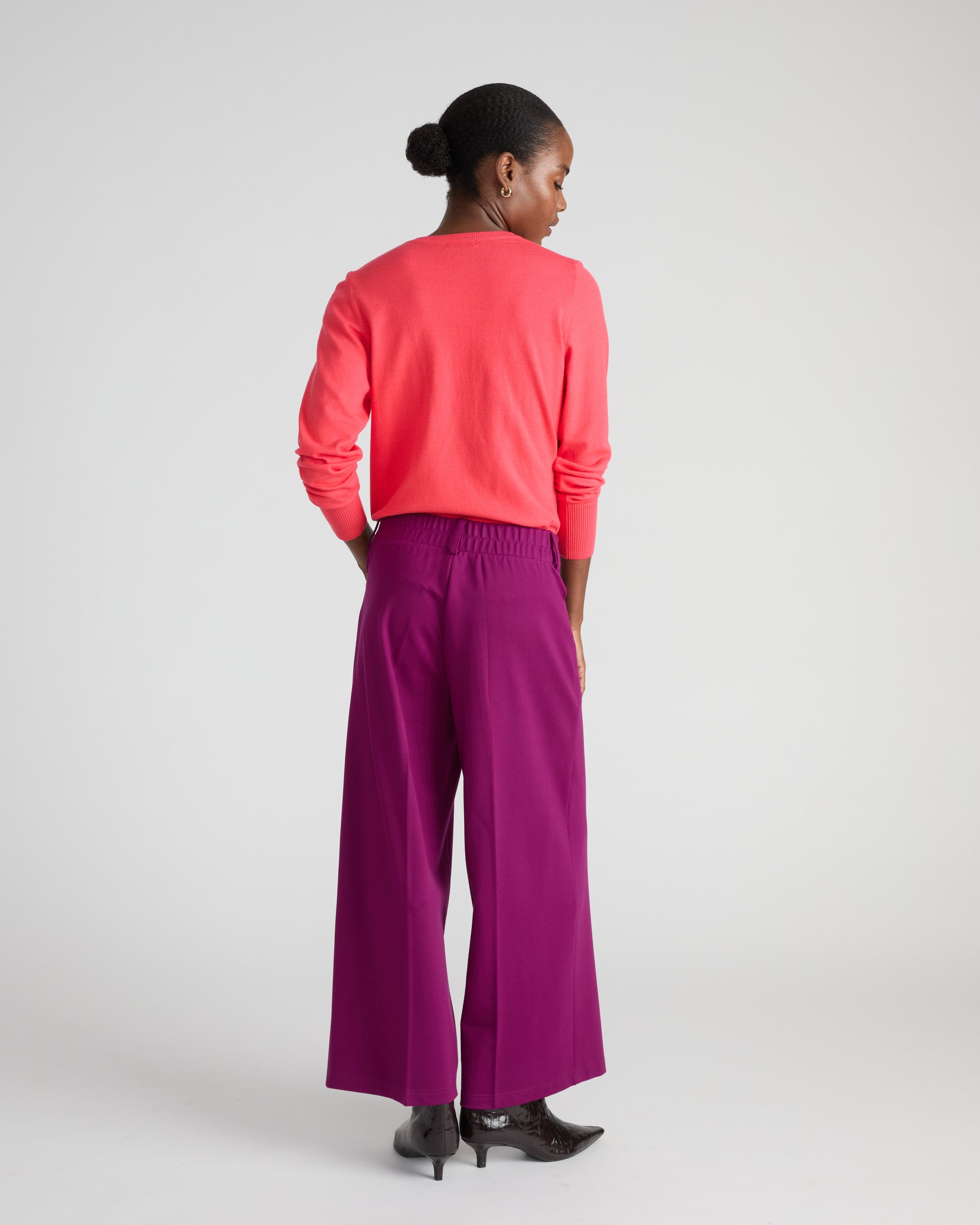 Cropped Wide Leg Ponte Pants - Plum Caspia | Plus Size & Straight Size Women's Fashion | Universal Standard