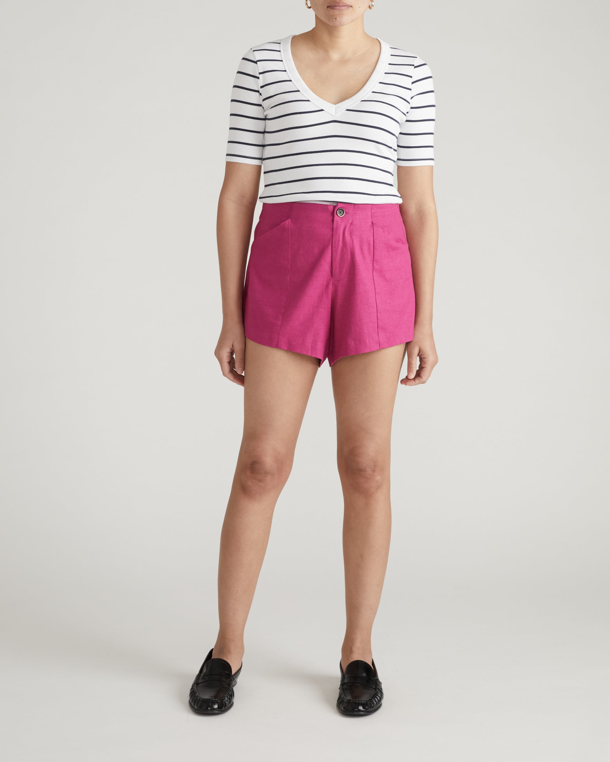 Coastal Linen Blend Shorts - Hyper Pink | Plus Size & Straight Size Women's Fashion | Universal Standard
