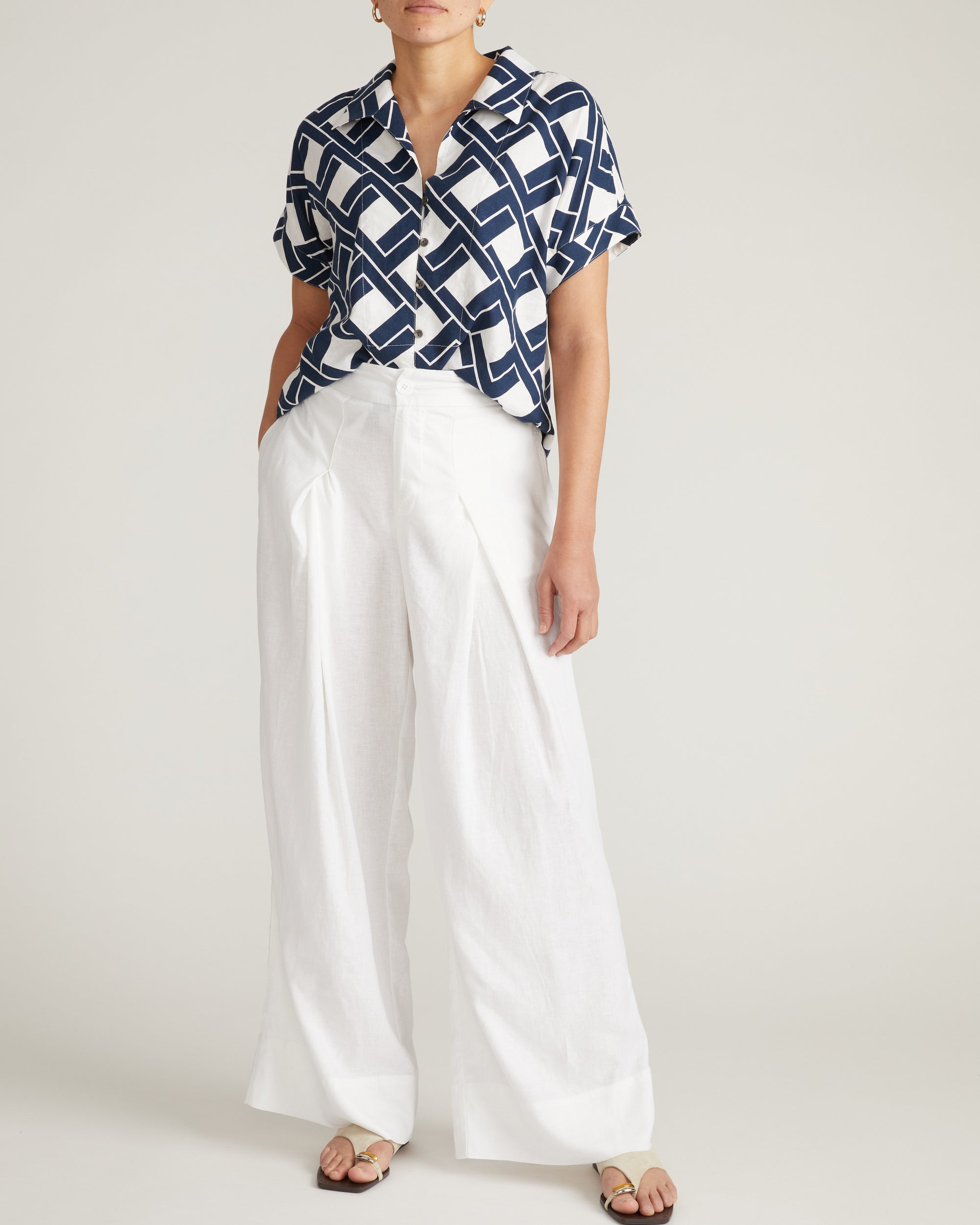 Marley Wide Leg Linen Blend Pants - White | Plus Size & Straight Size Women's Fashion | Universal Standard