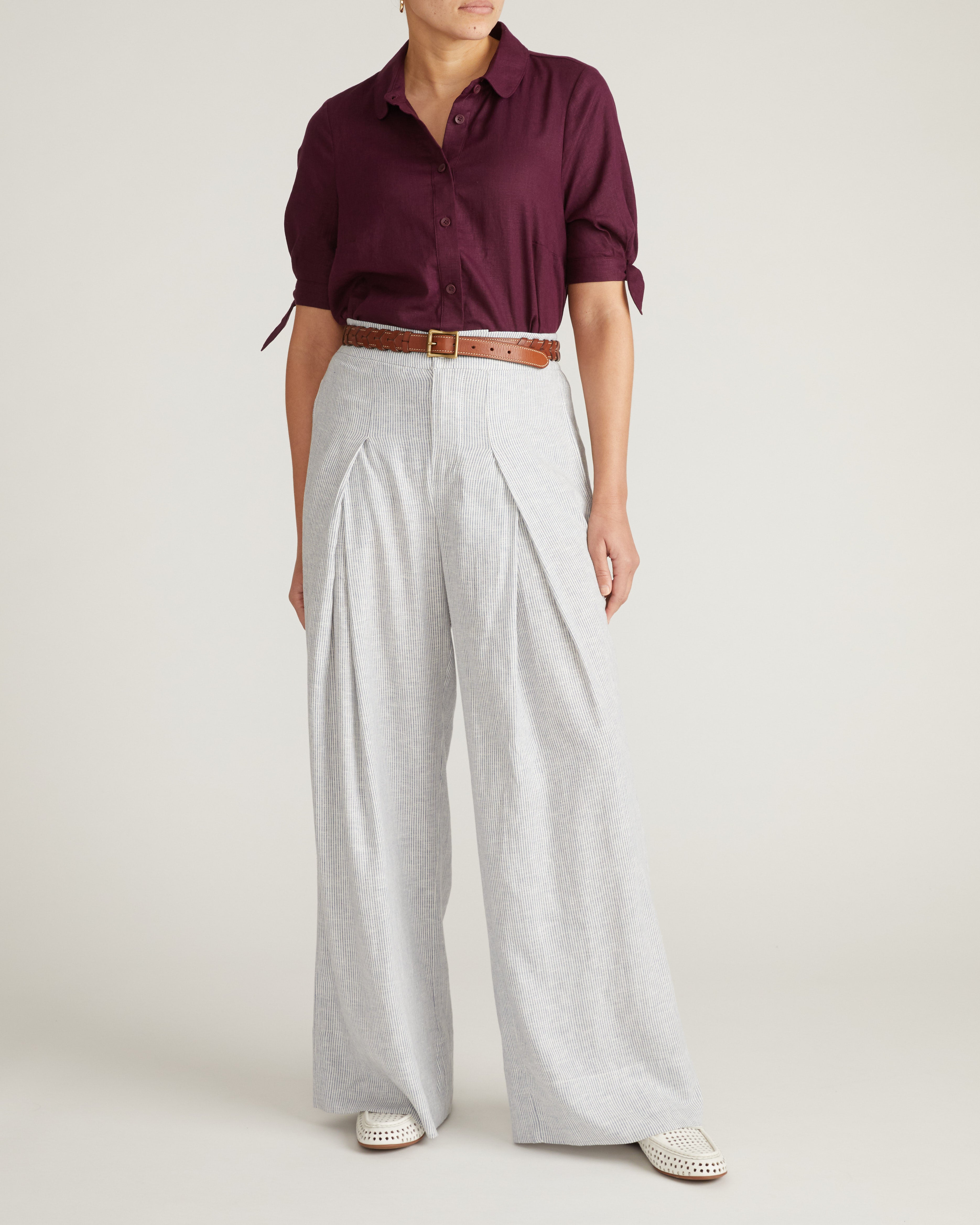 Marley Wide Leg Linen Pants - Beach Stripe – Universal Standard