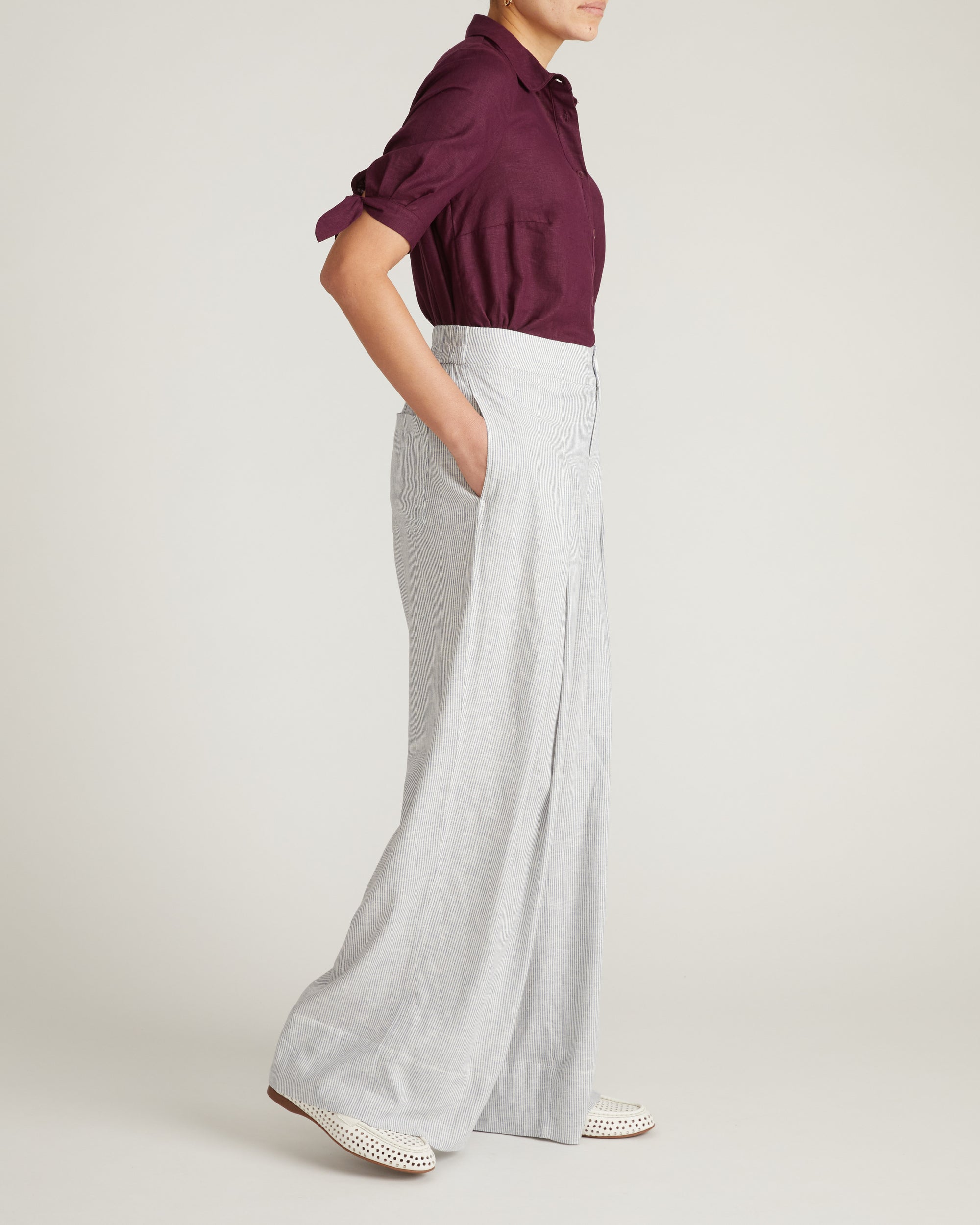 Marley Wide Leg Linen Pants - Beach Stripe | Plus Size & Straight Size Women's Fashion | Universal Standard