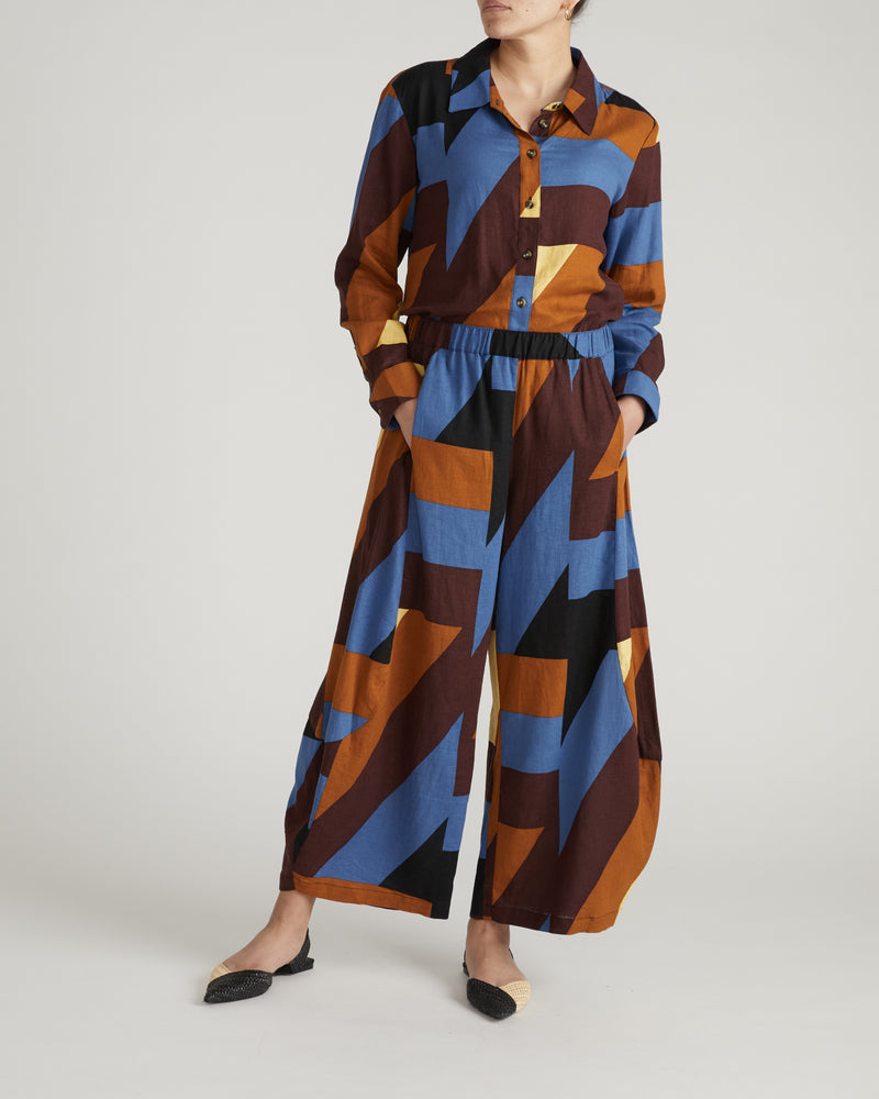 Cosma Barrel Leg Linen Pants - Beach Ombra Print | Plus Size & Straight Size Women's Fashion | Universal Standard