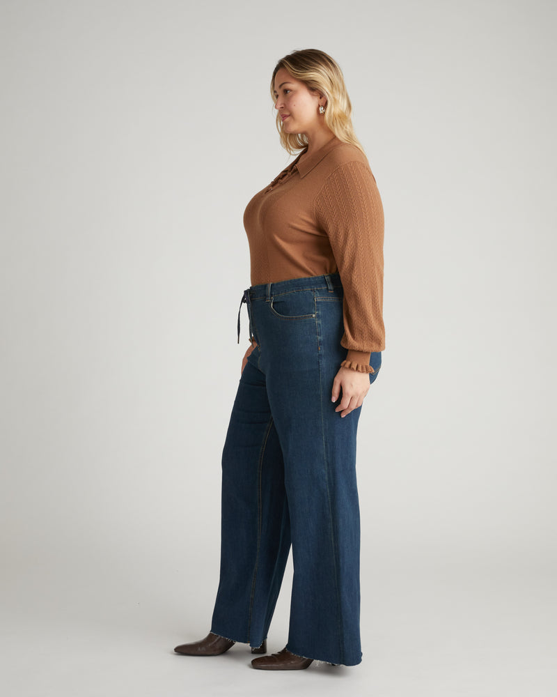 Roxy ComfortDenim Drawstring Jeans - Steel Blue Wash | Plus Size & Straight Size Women's Fashion | Universal Standard