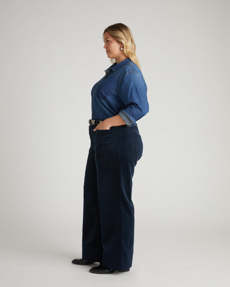 Claudia High Rise Stretch Corduroy Pants - Navy | Plus Size & Straight Size Women's Fashion | Universal Standard